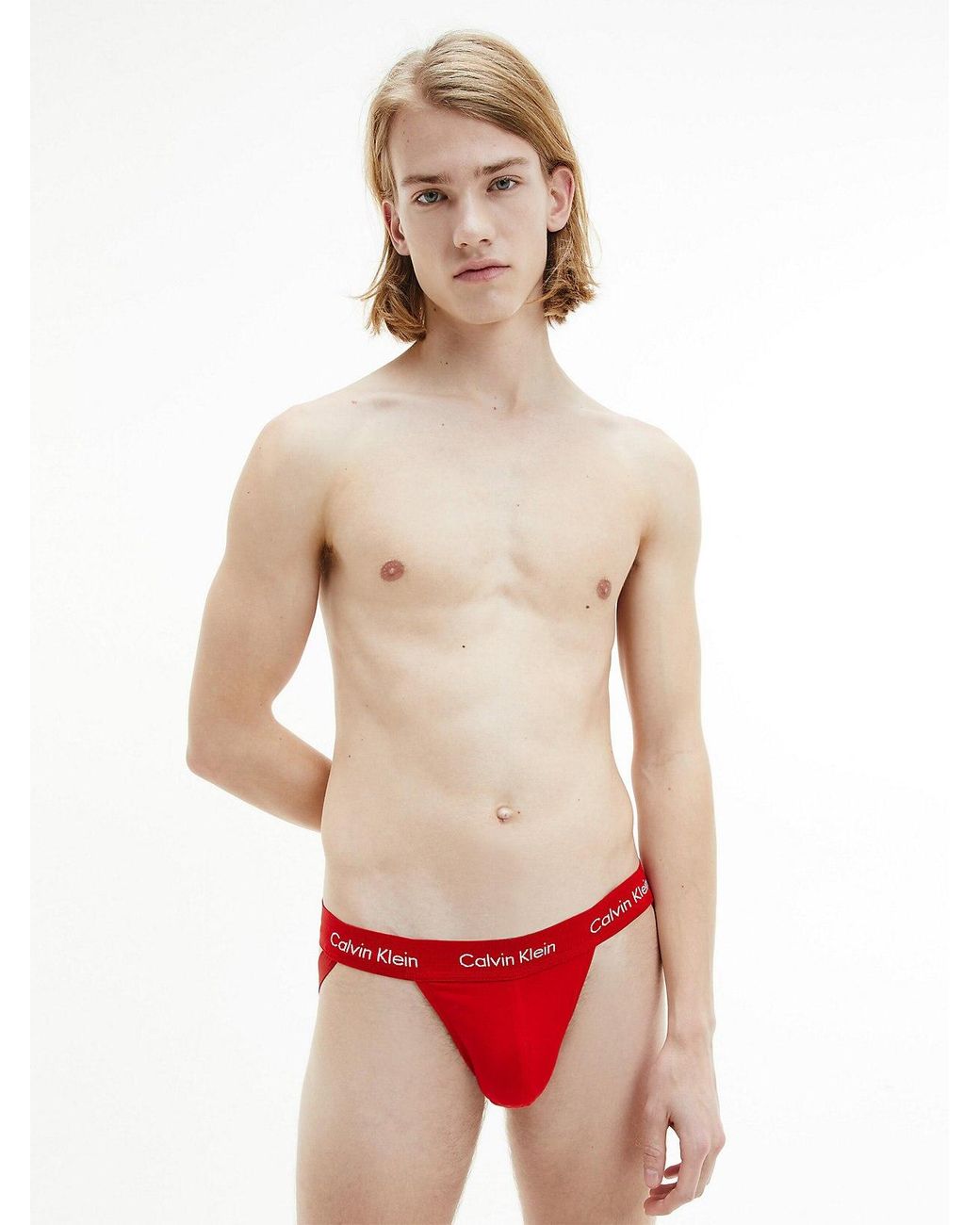 Calvin Klein 2 Pack Jock Straps - Cotton Stretch in Red for Men | Lyst UK