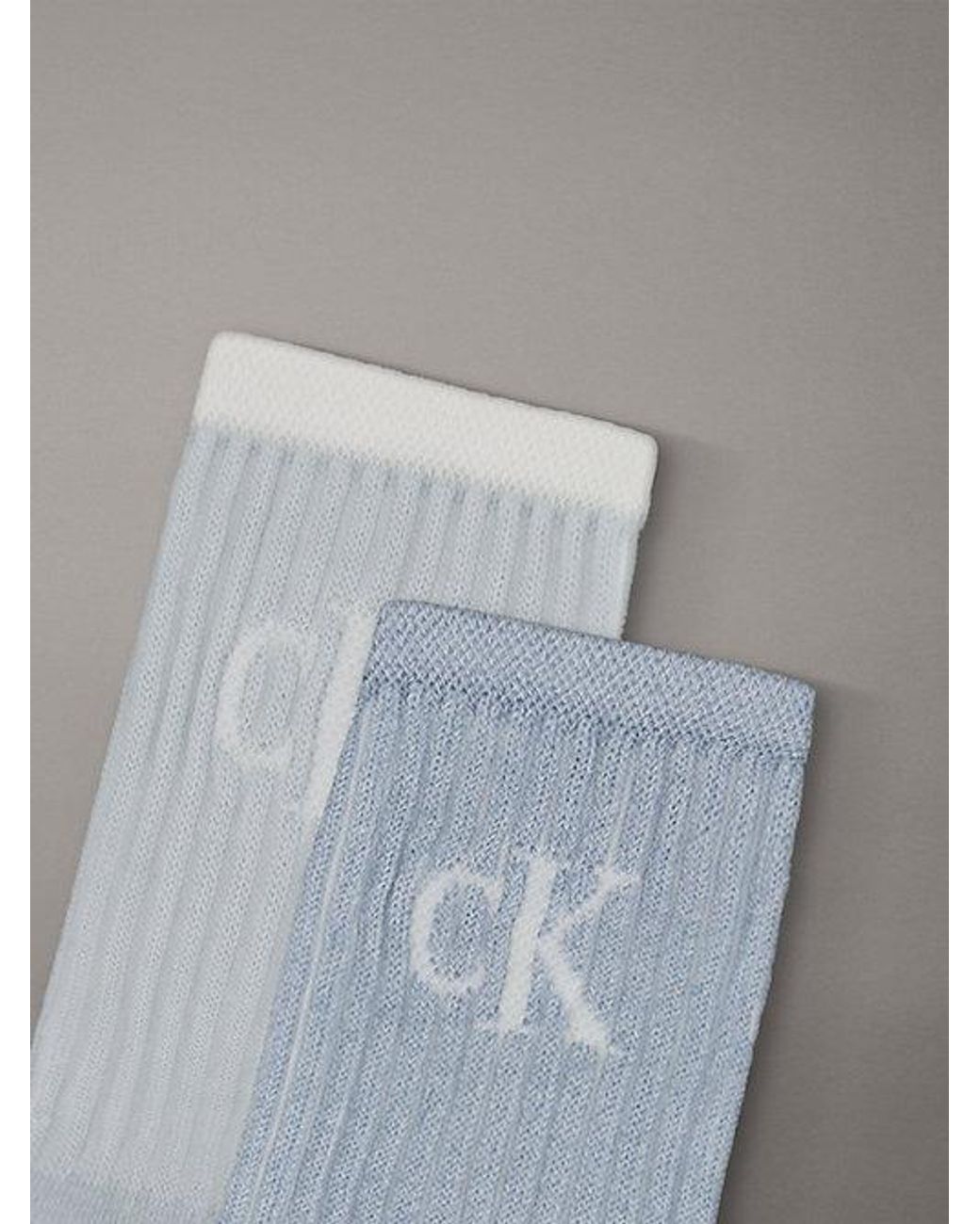 Calvin Klein Gray 2 Pack Glossy Striped Crew Socks