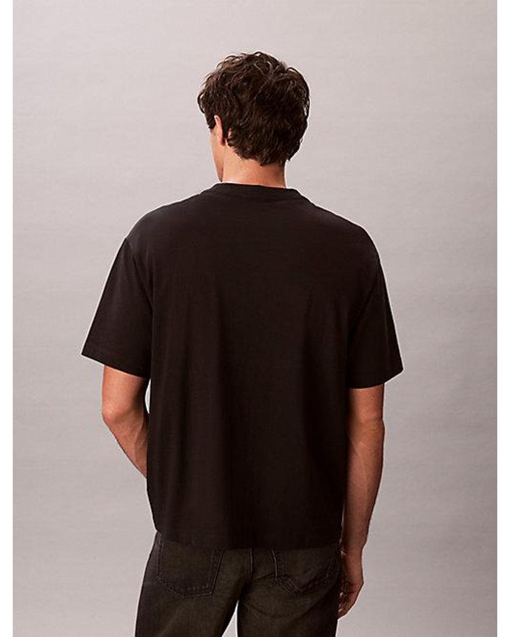 Calvin Klein Black Jeans Relaxed Logo Appliqué T-Shirt for men