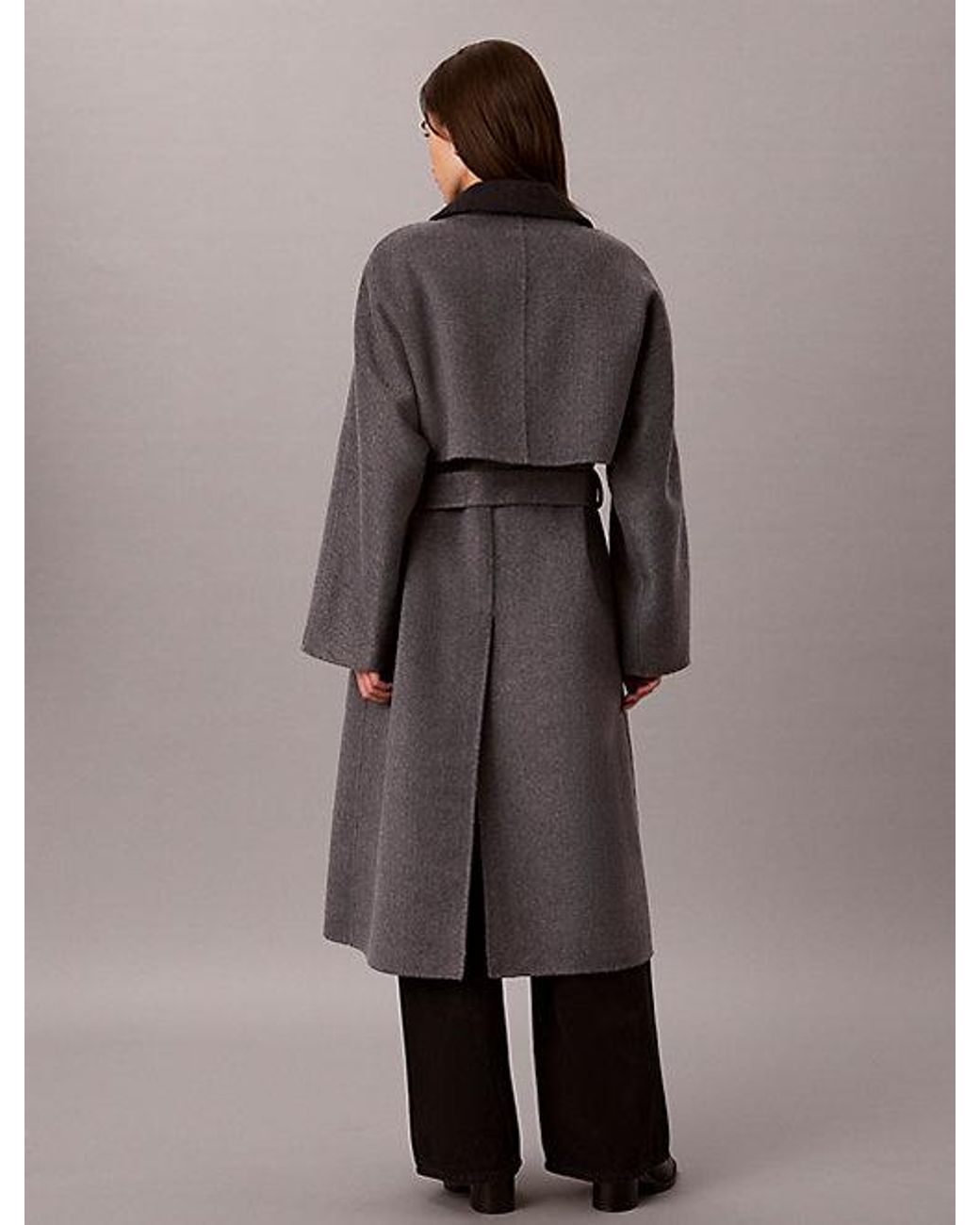 Calvin Klein Multicolor Melange Wool Blend Wrap Coat