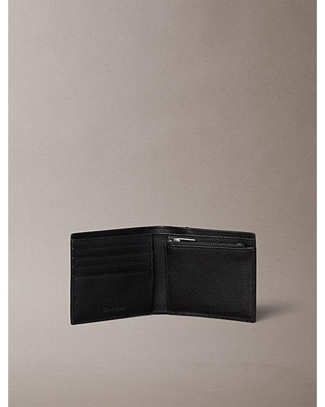 Calvin Klein Gray Leather Emblem Rfid Billfold Wallet for men