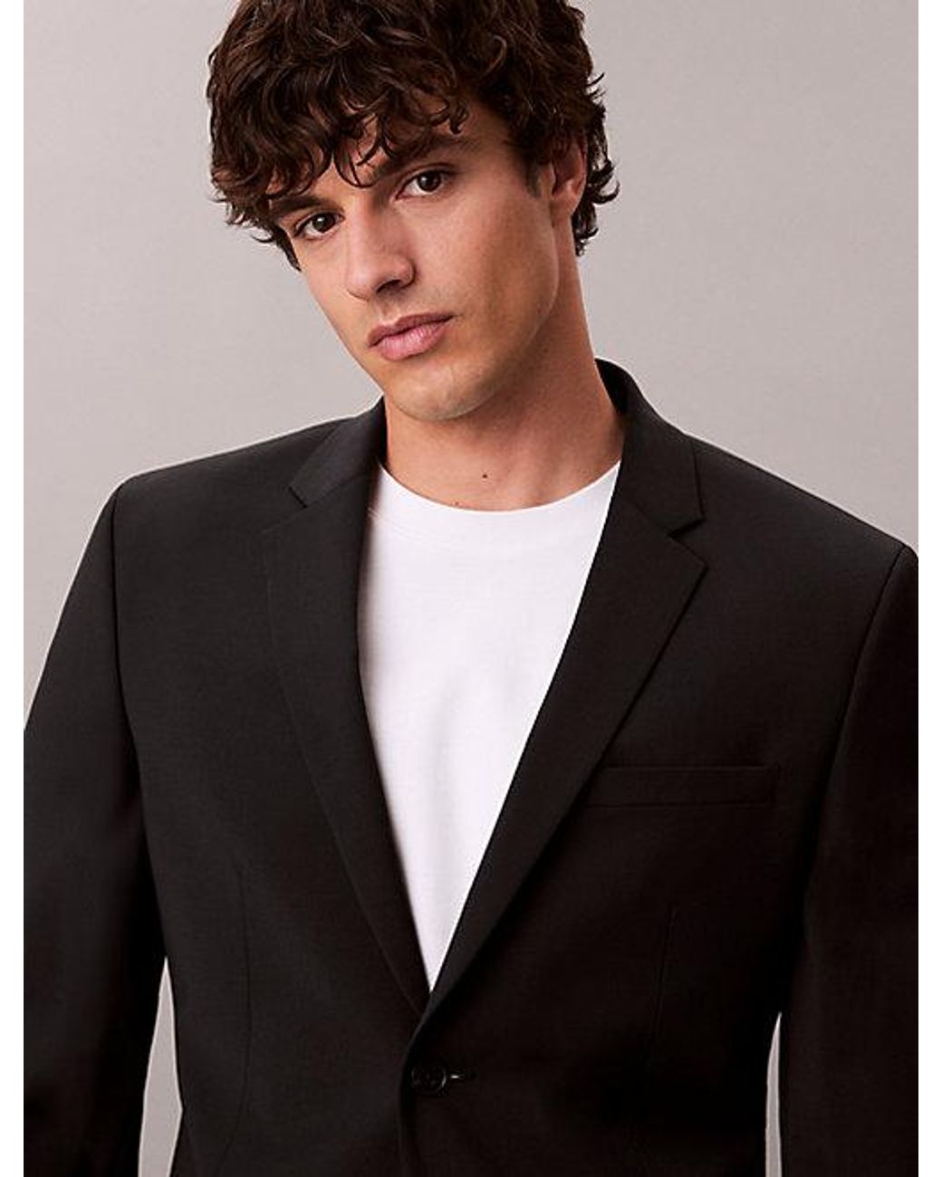 Calvin Klein Black Slim Tropical Wool Blazer for men