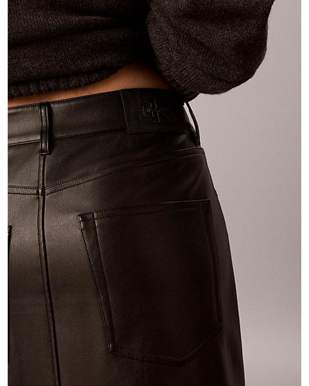 Calvin Klein Brown Jeans Faux Leather Mini Skirt