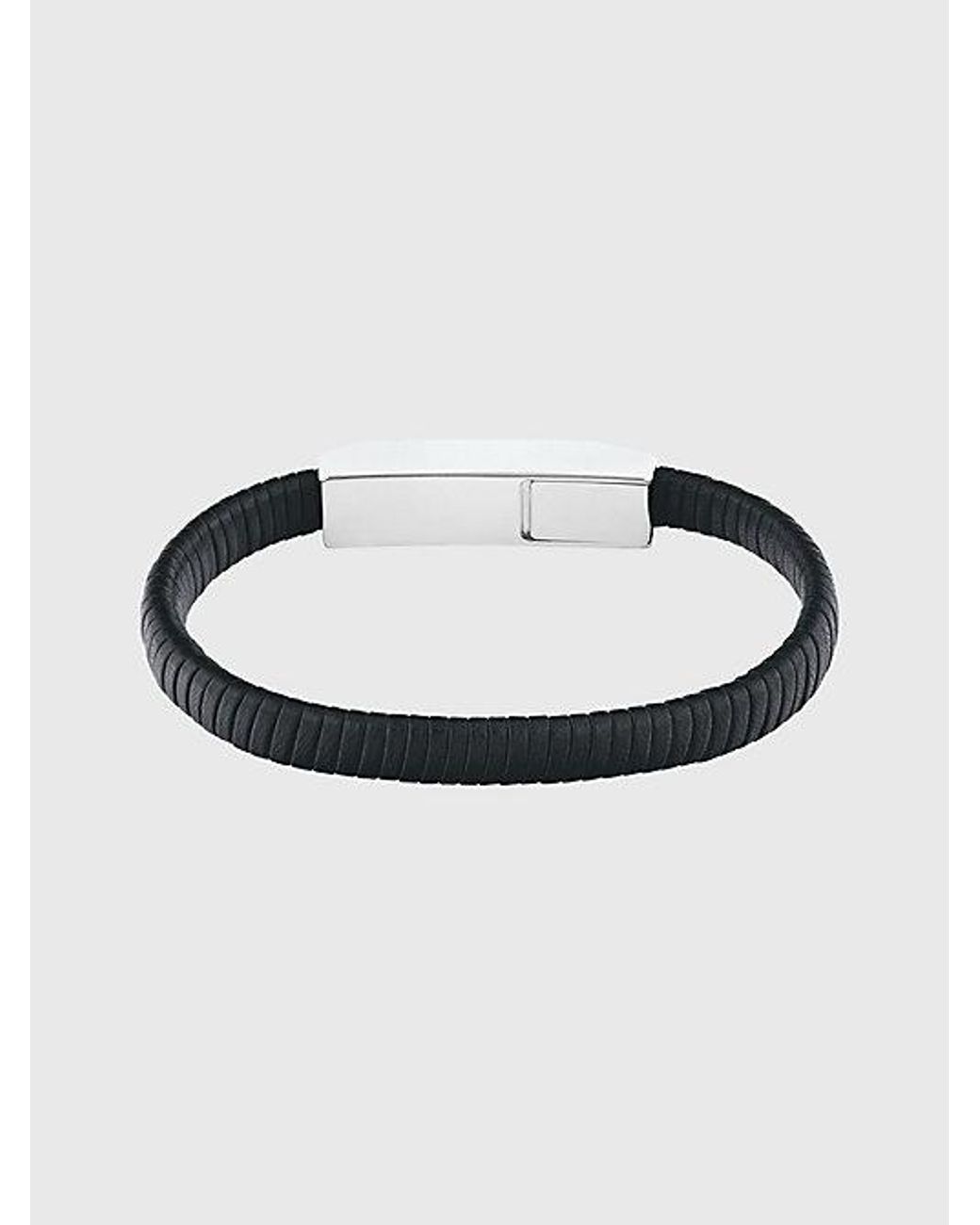 Calvin Klein Armband Aus Strukturiertem Leder in Black für Herren