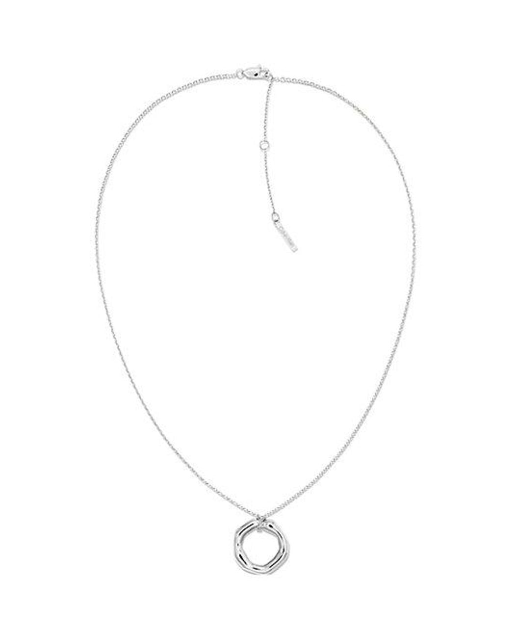 Calvin Klein White Jeans Fluid Forms Pendant Necklace