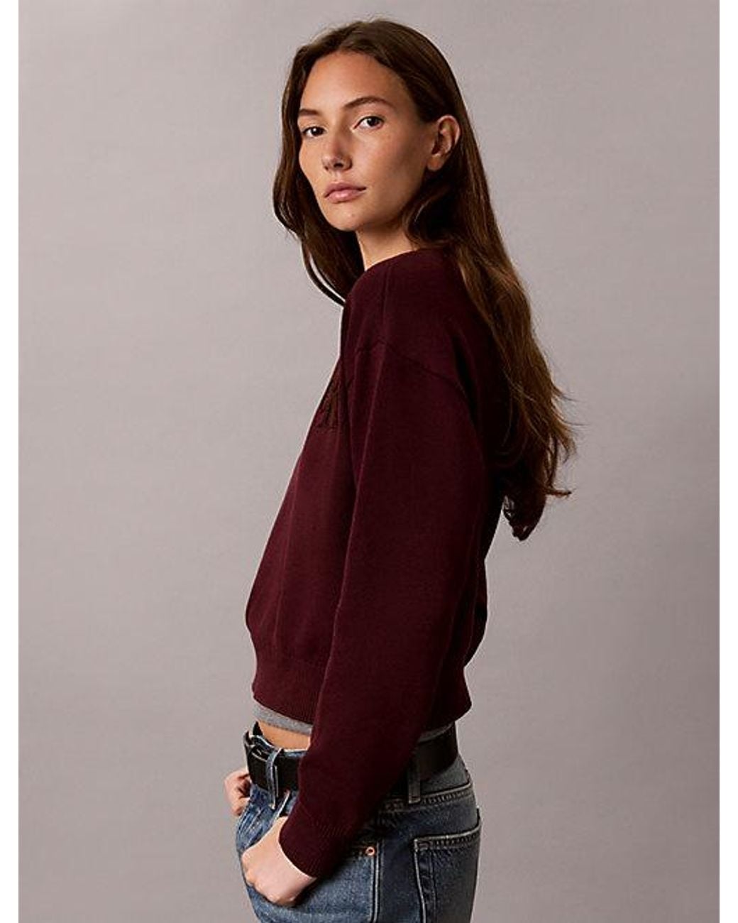 Calvin Klein Blue Jeans Cotton Knit Monogram Jumper
