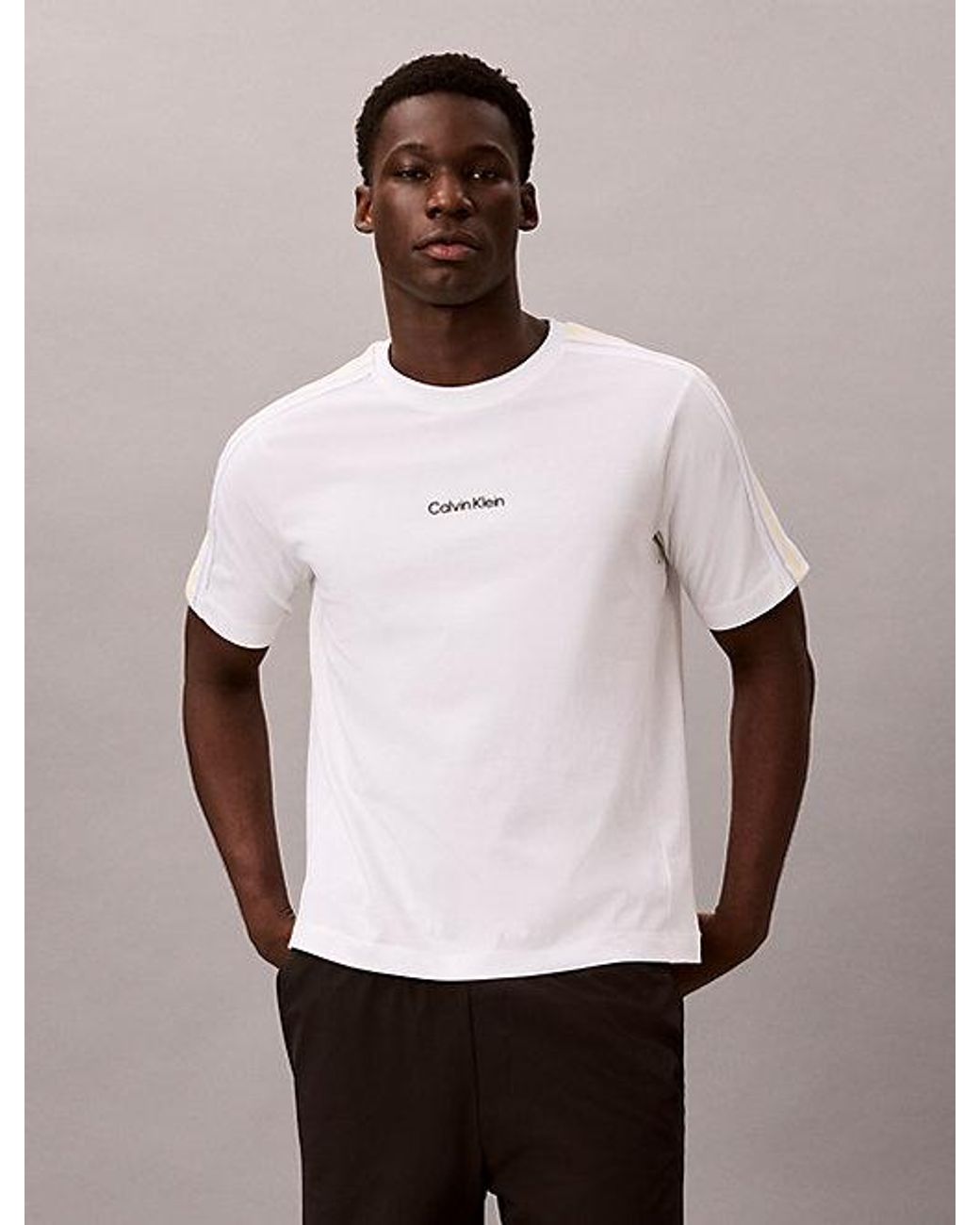Calvin Klein White Sport Performance Cotton Blend Gym T-Shirt for men