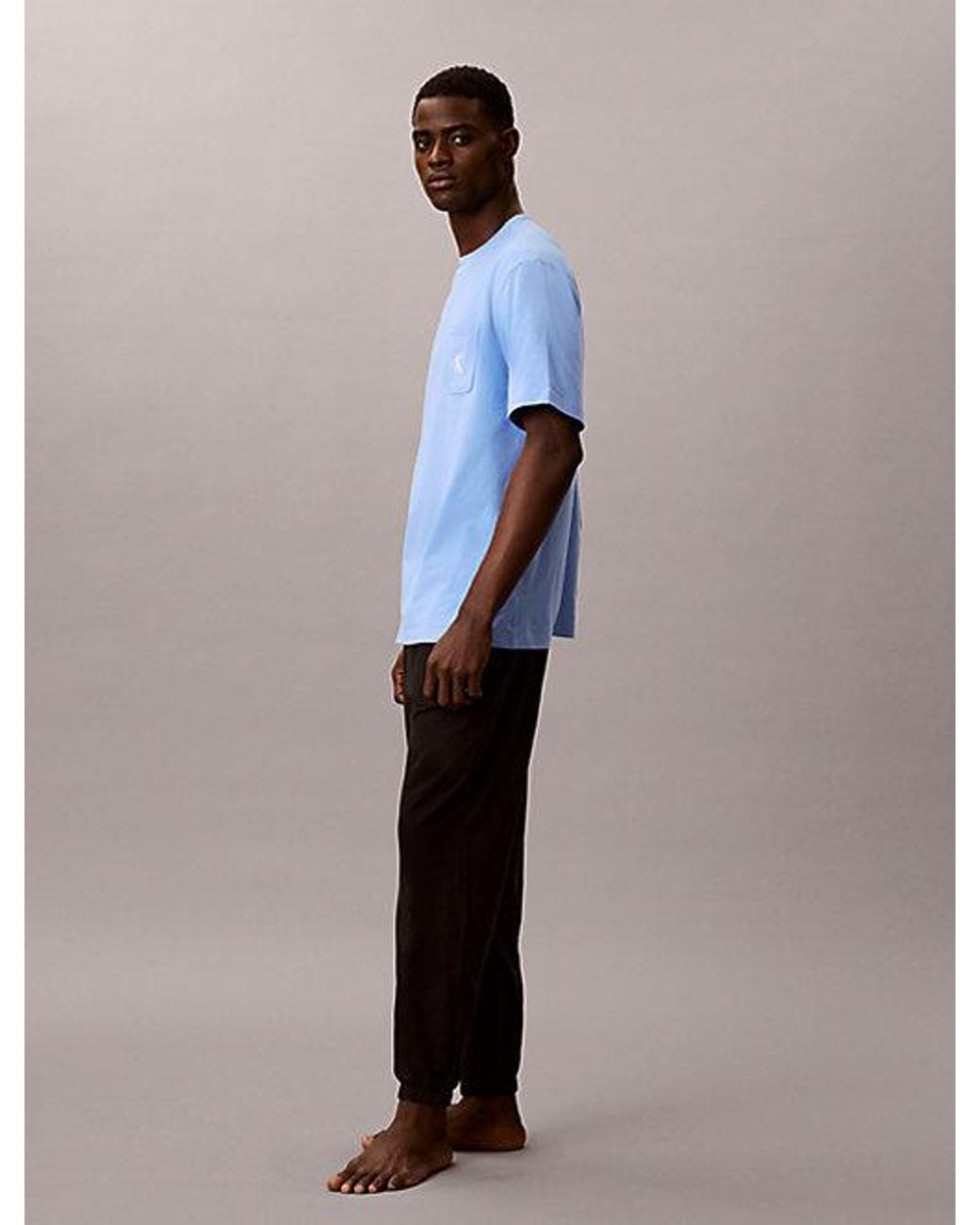 Calvin Klein Blue Pyjama T-Shirt Icon Cotton Stretch Graphic for men
