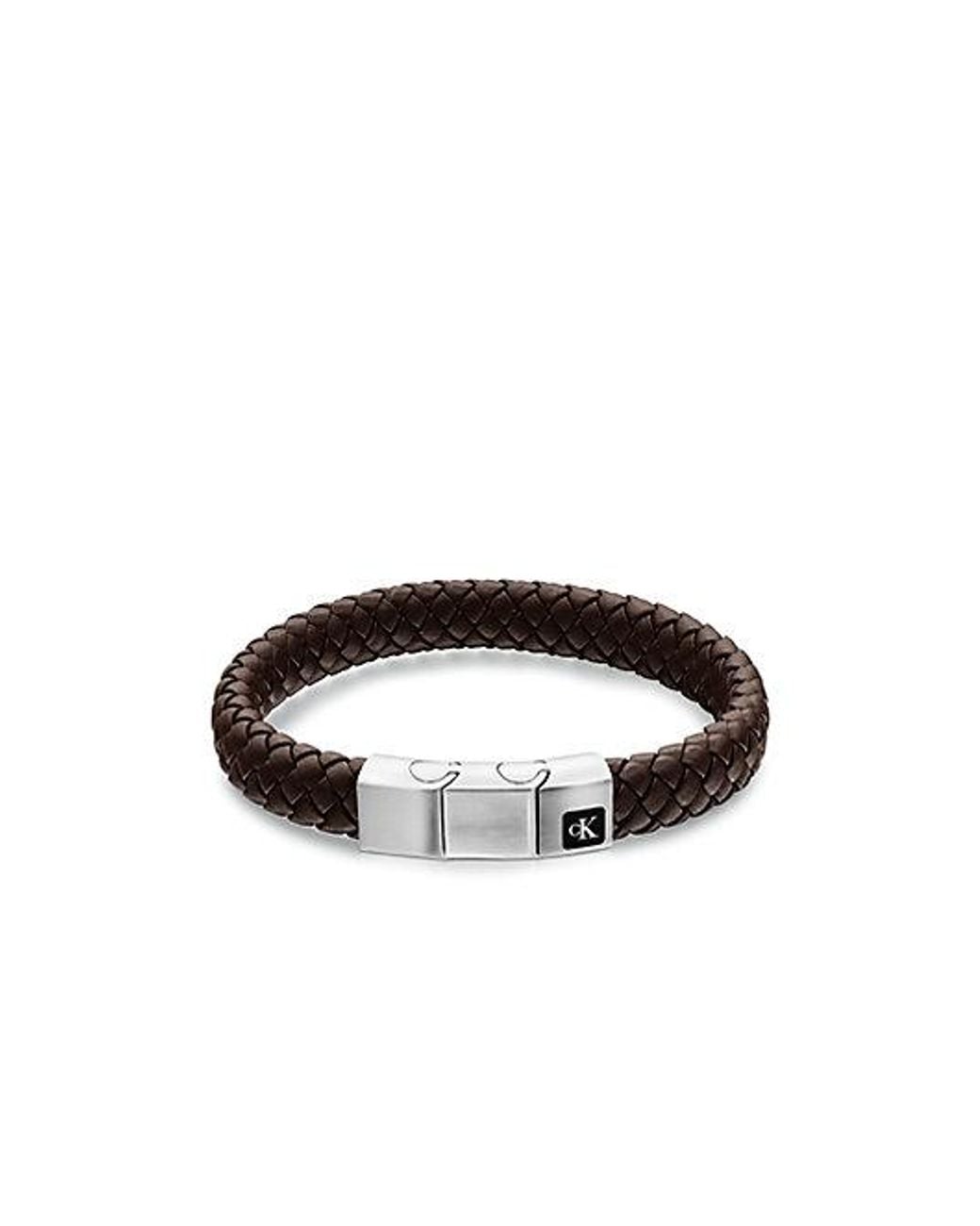 Calvin Klein Multicolor Jeans Braided Leather Bracelet for men