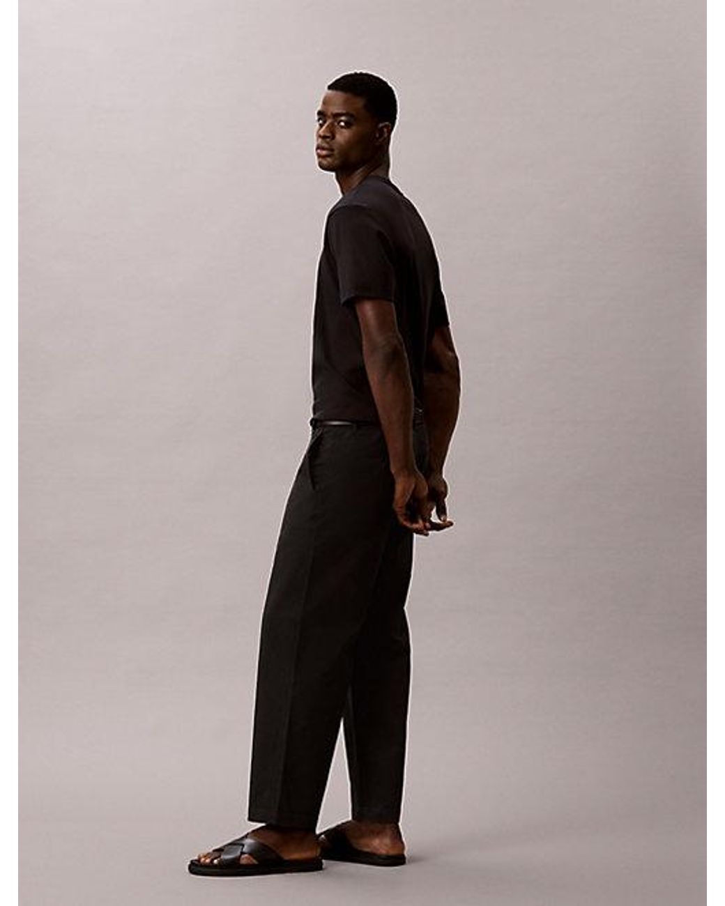 Calvin Klein Black Jeans 90S Loose Cropped Chino Trousers for men