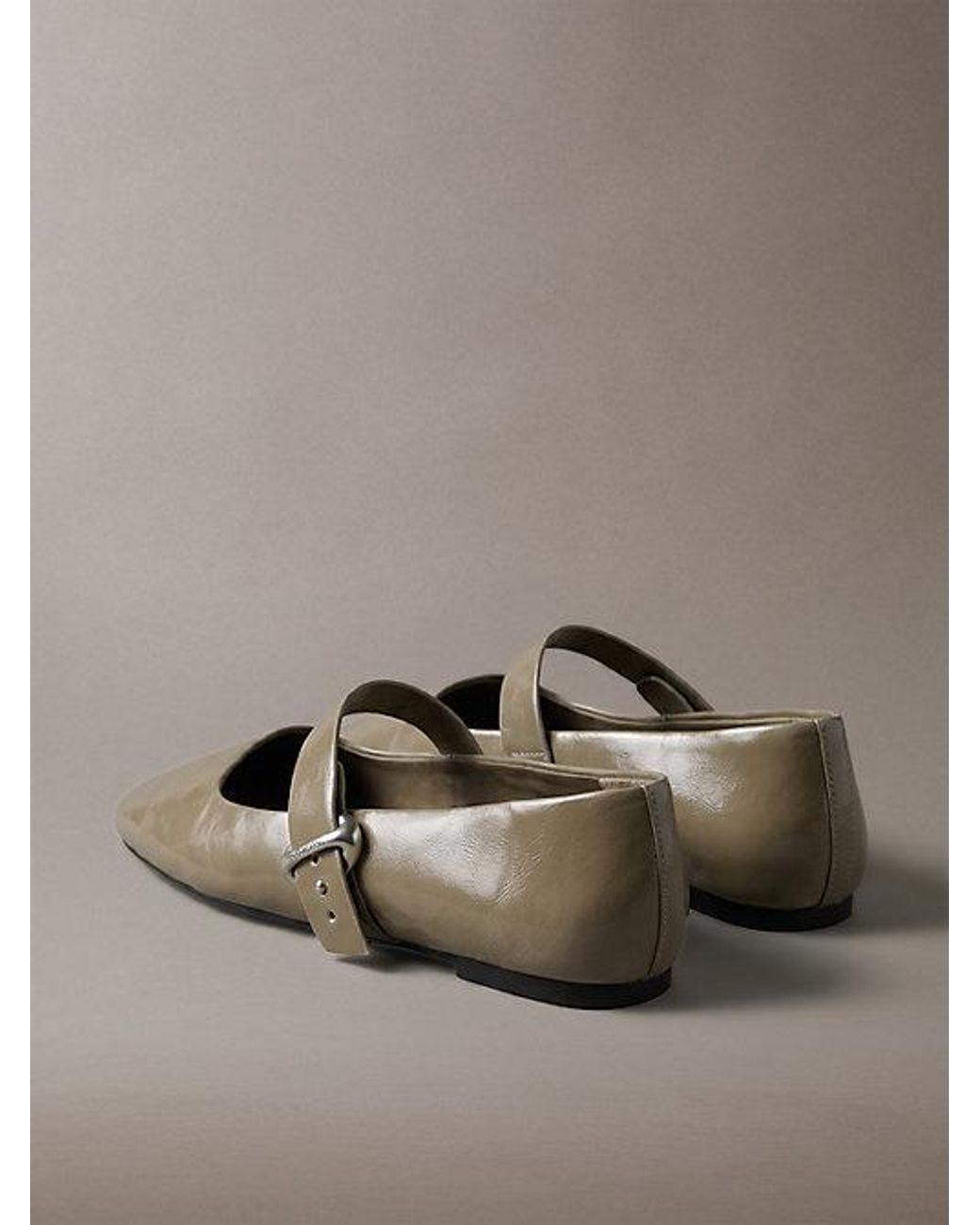 Calvin Klein Brown Leather Mary Jane Ballerinas