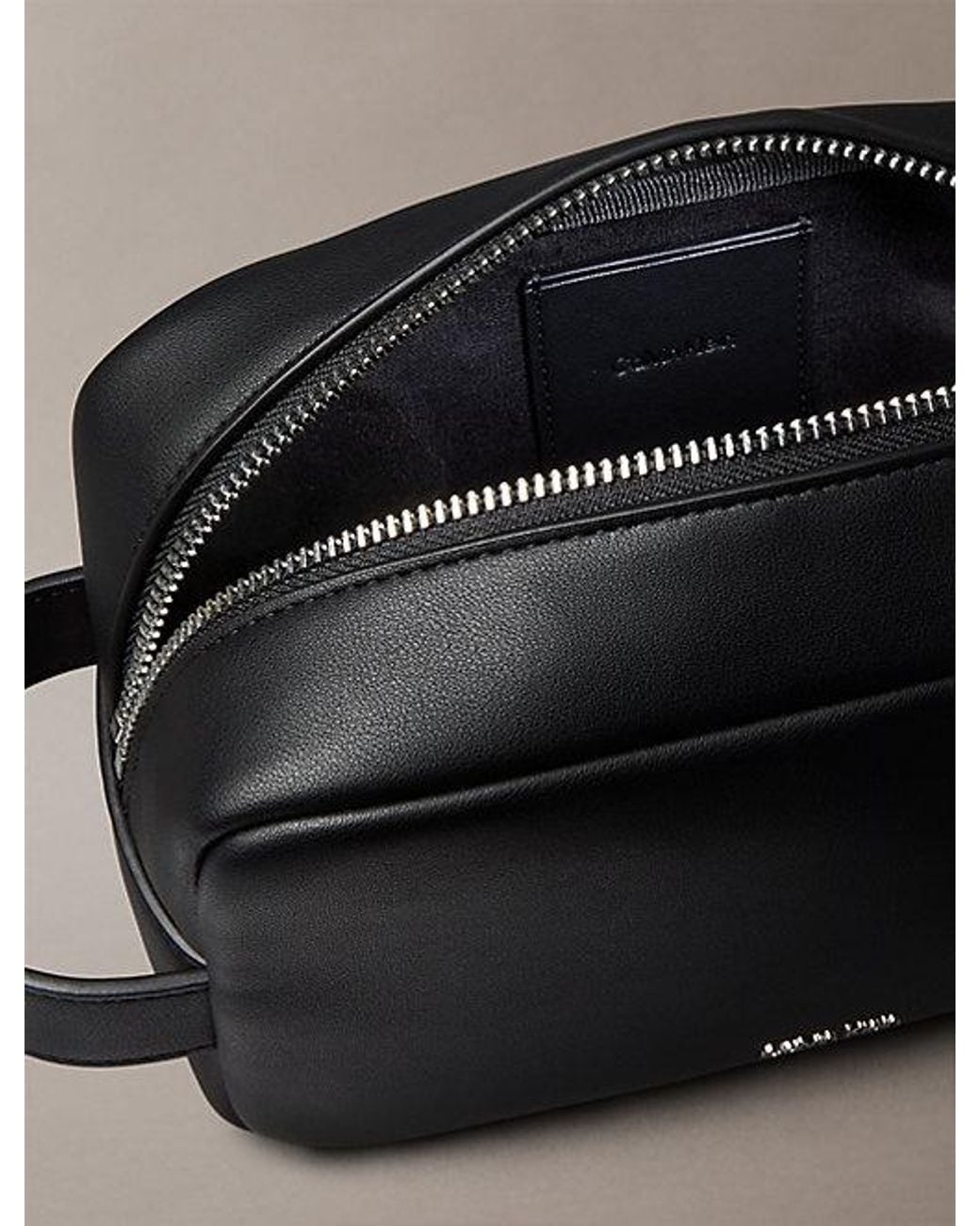 Calvin Klein Gray Signature Logo Wash Bag for men