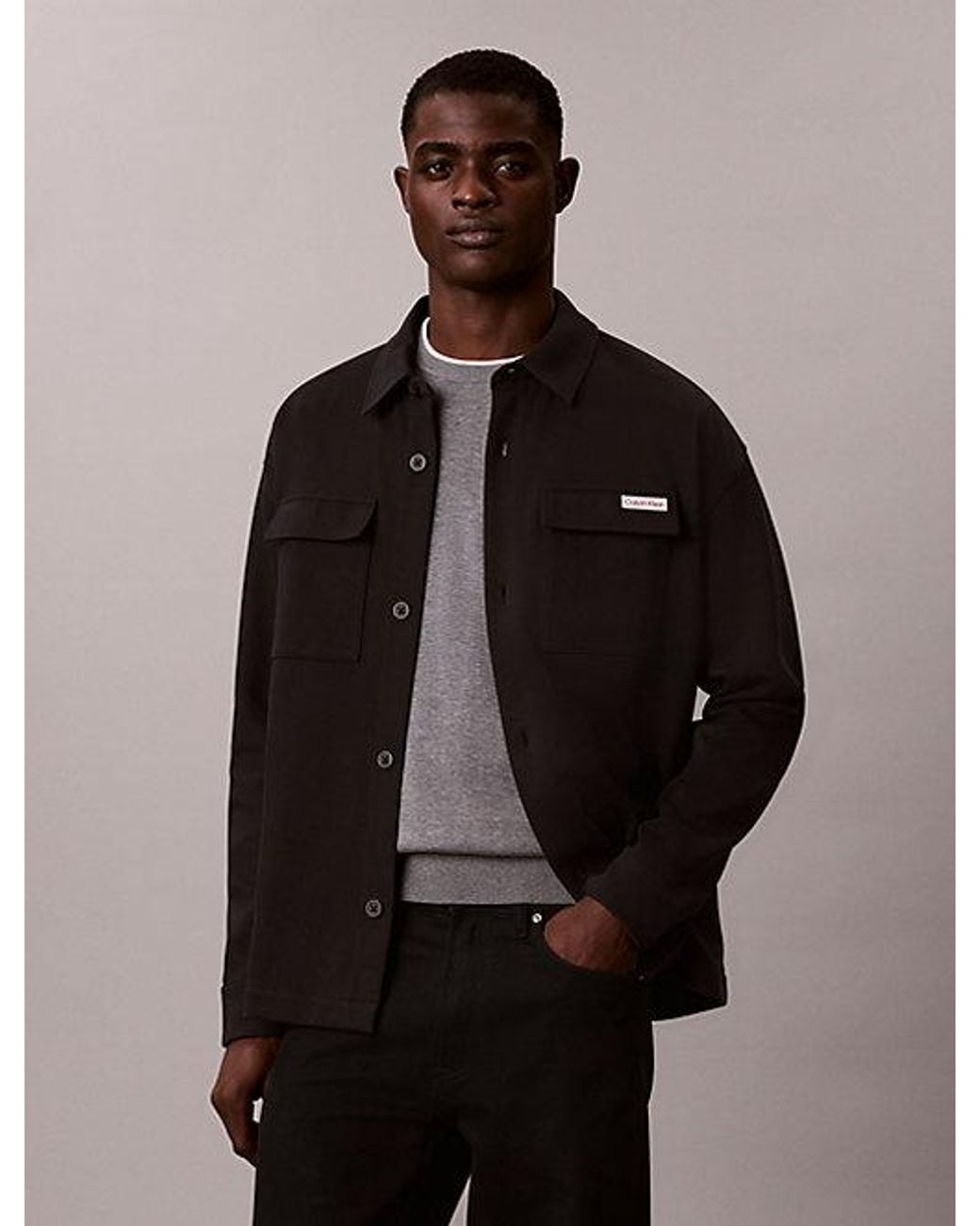 Calvin Klein Black Jeans Relaxed Jersey Twill Shirt Jacket for men
