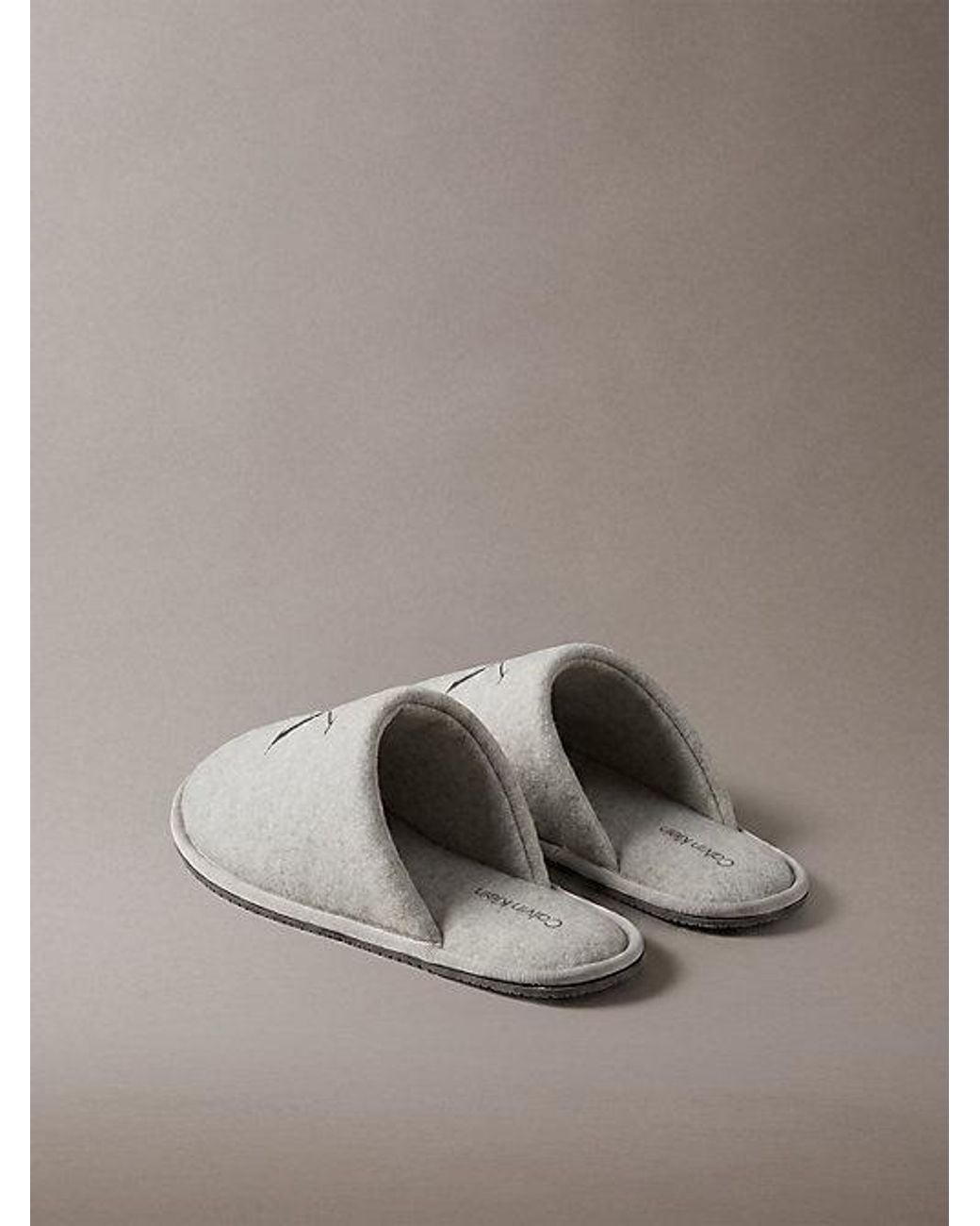 Calvin Klein Gray Felt Signature Hotel Slippers for men