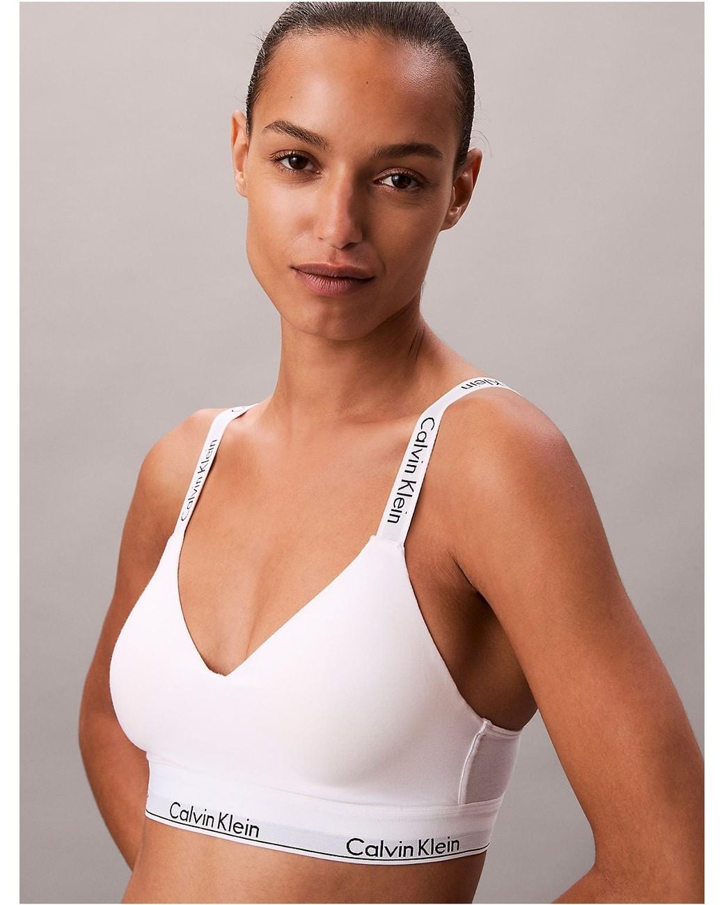 Calvin Klein White Lightly Lined Bralette Icon Cotton Modal