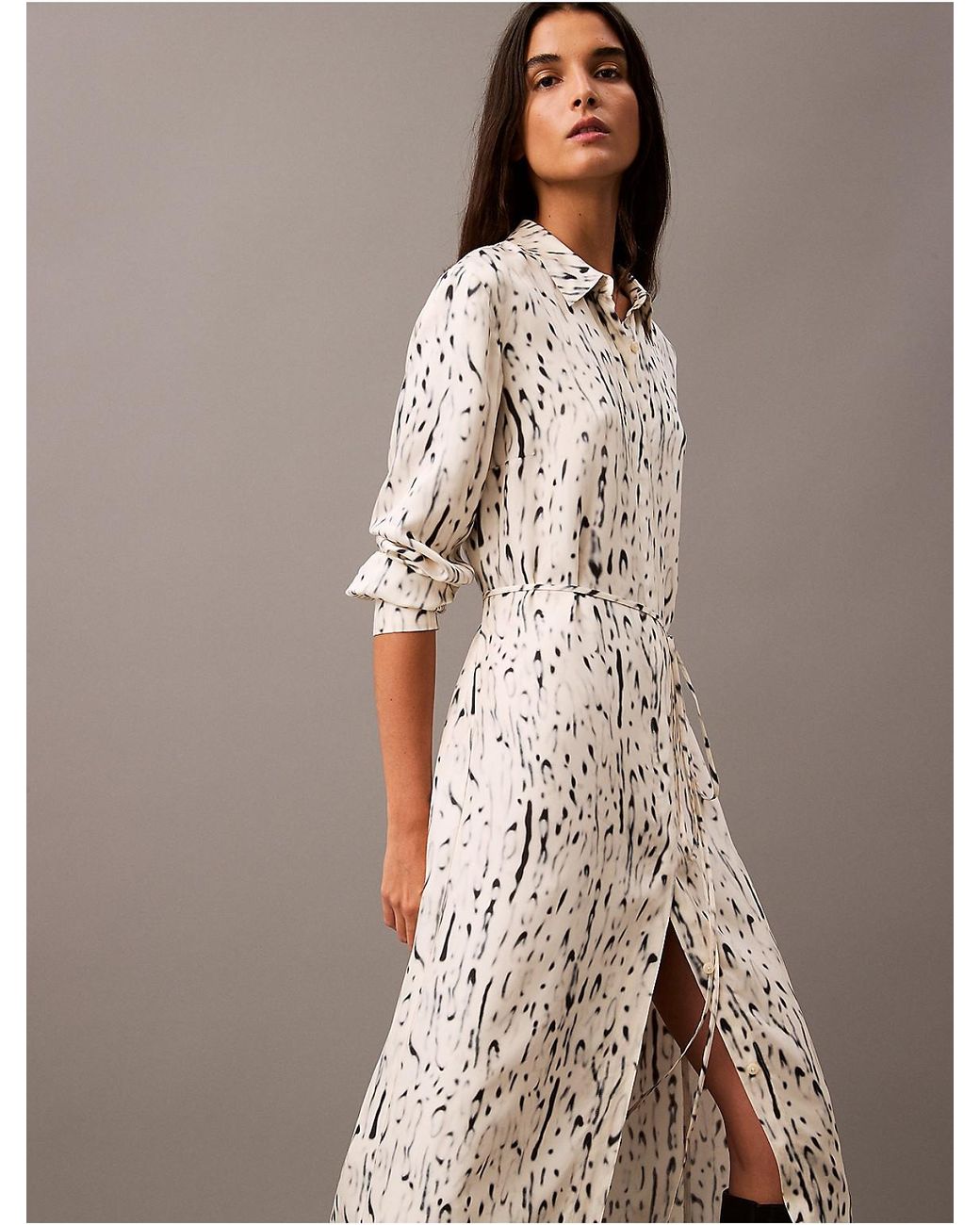 chinese dress ladies Calvin Klein Womens Floral Chiffon Shirt Dress, Black Cream 8 at Amazon  Women's Clothing store