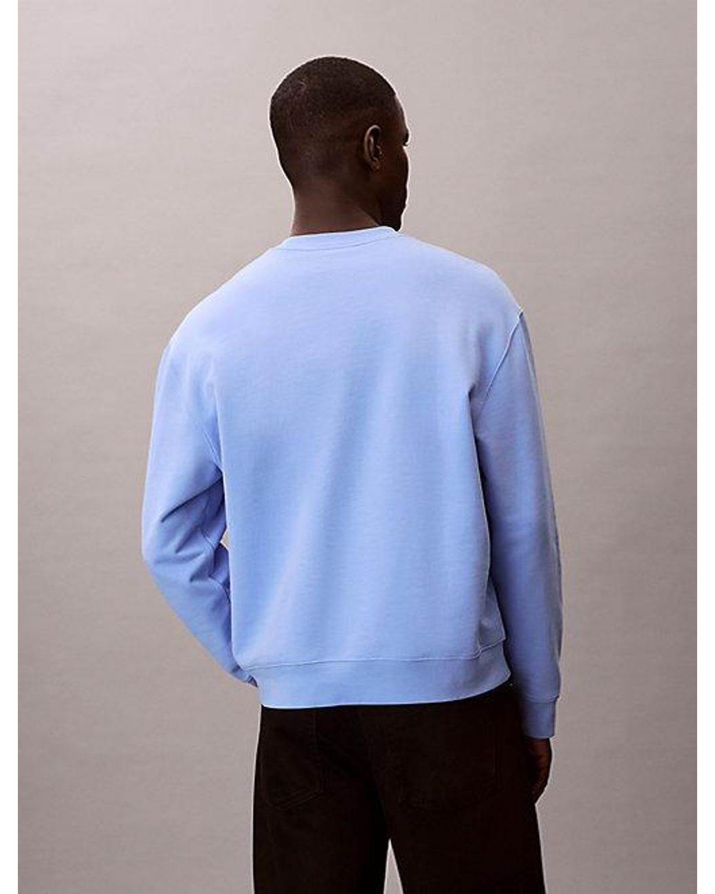 Calvin Klein Blue Jeans Cotton Terry Badge Sweatshirt for men