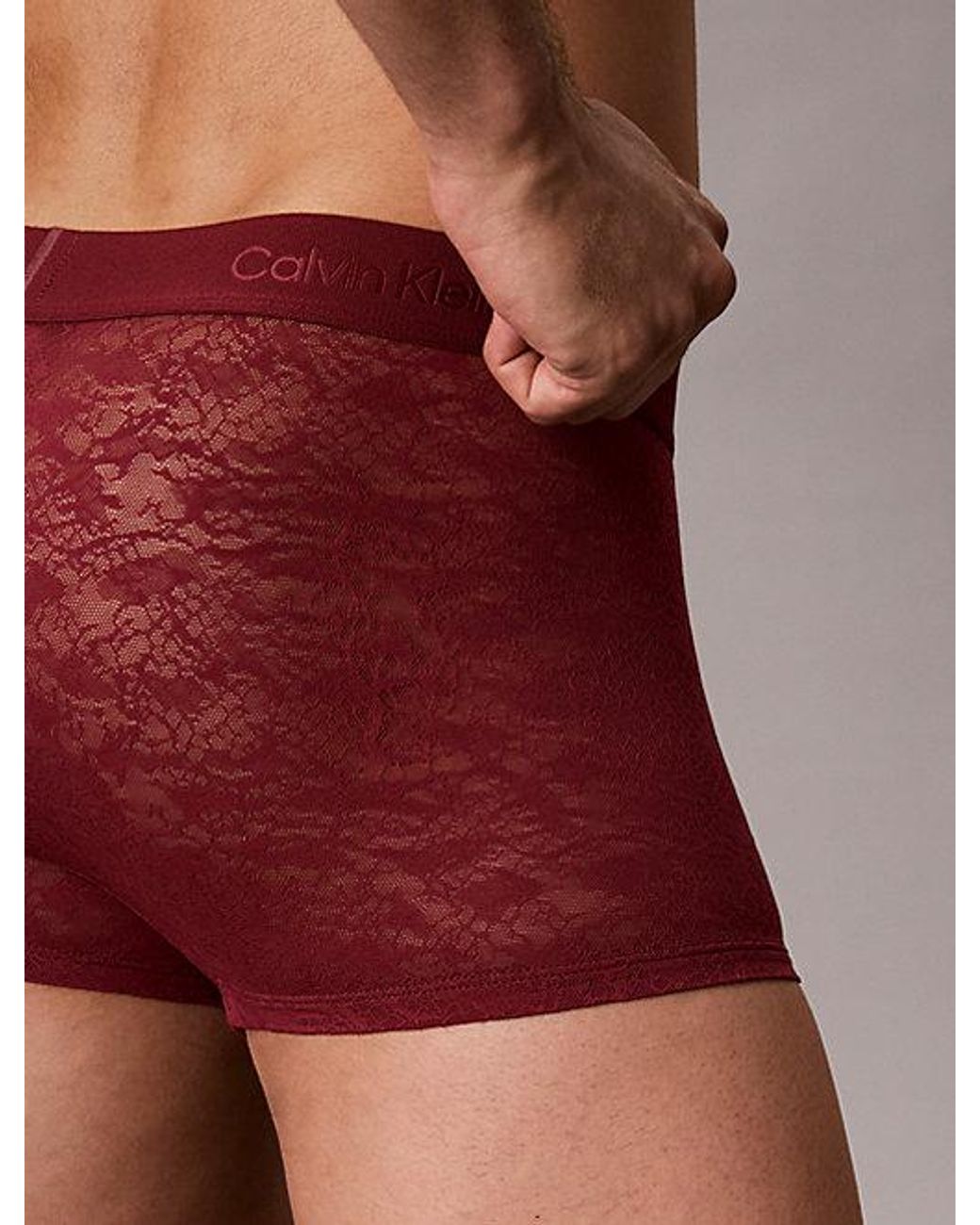Calvin Klein Red Low Rise Trunks Refined Lace for men