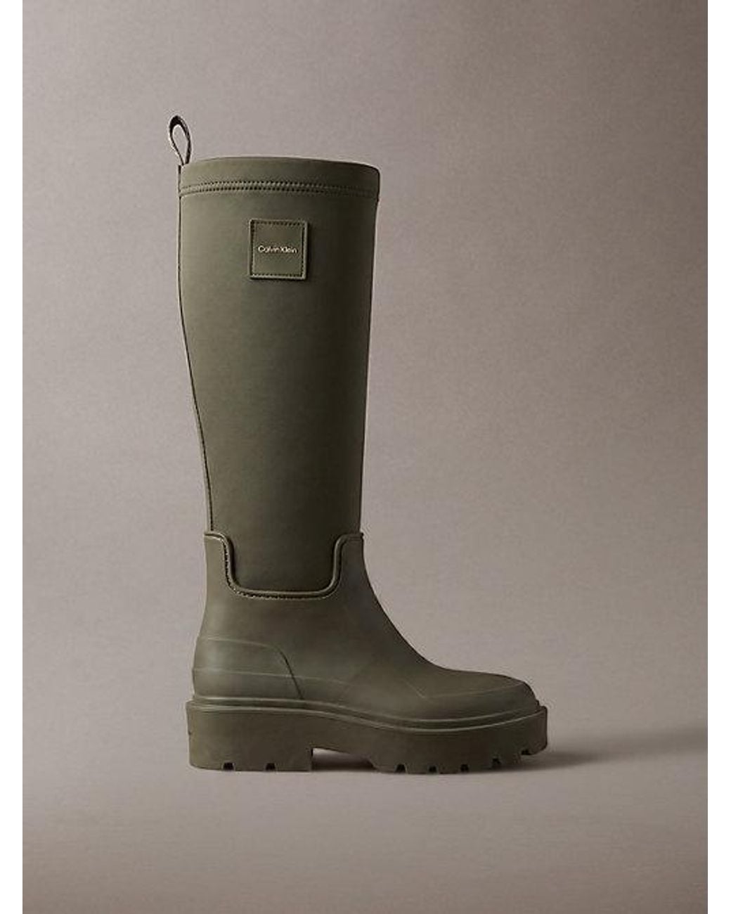 Calvin Klein Green Knee High Flexible Lug Sole Rainboots
