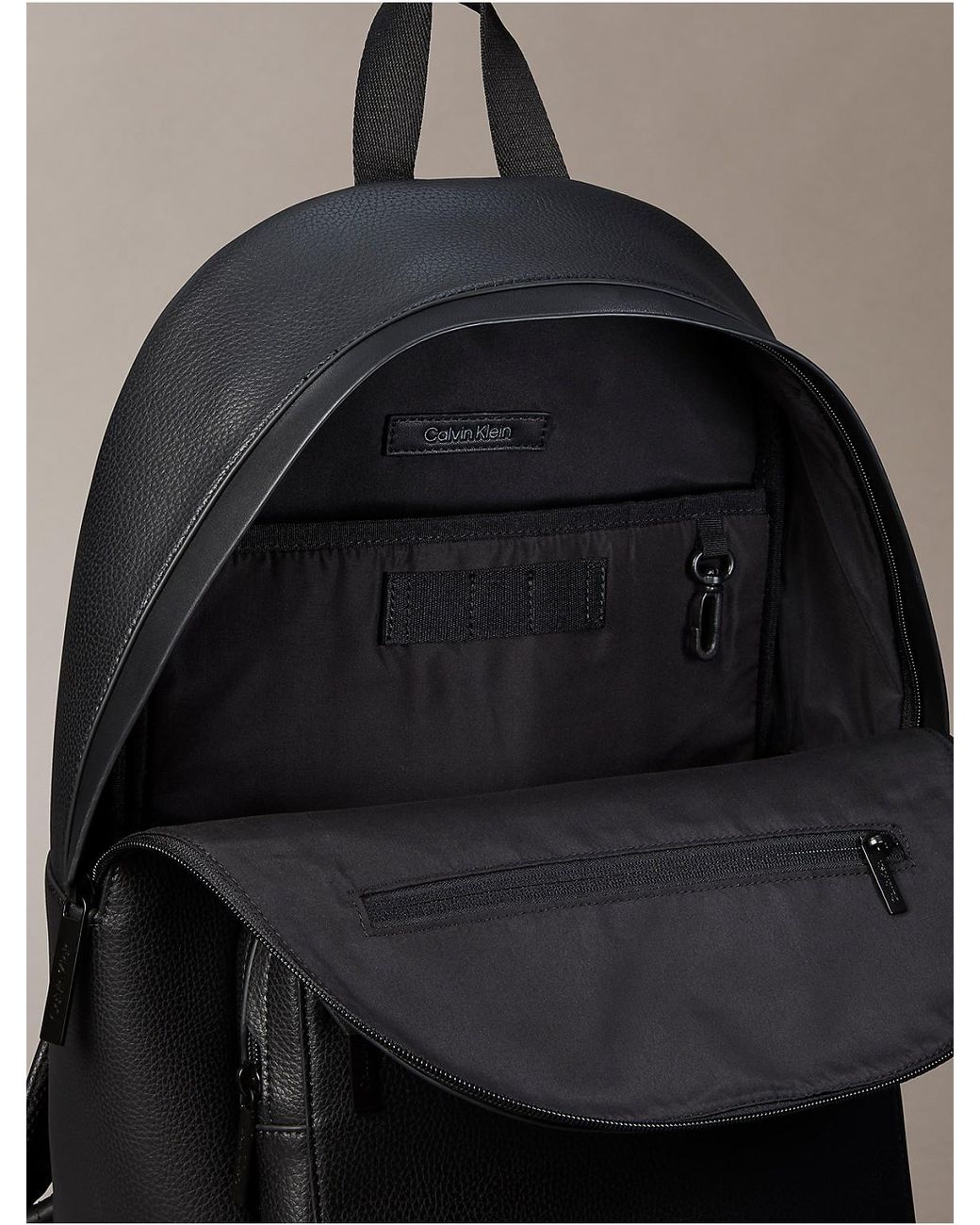 Calvin Klein Gray Pebbled Round Backpack for men