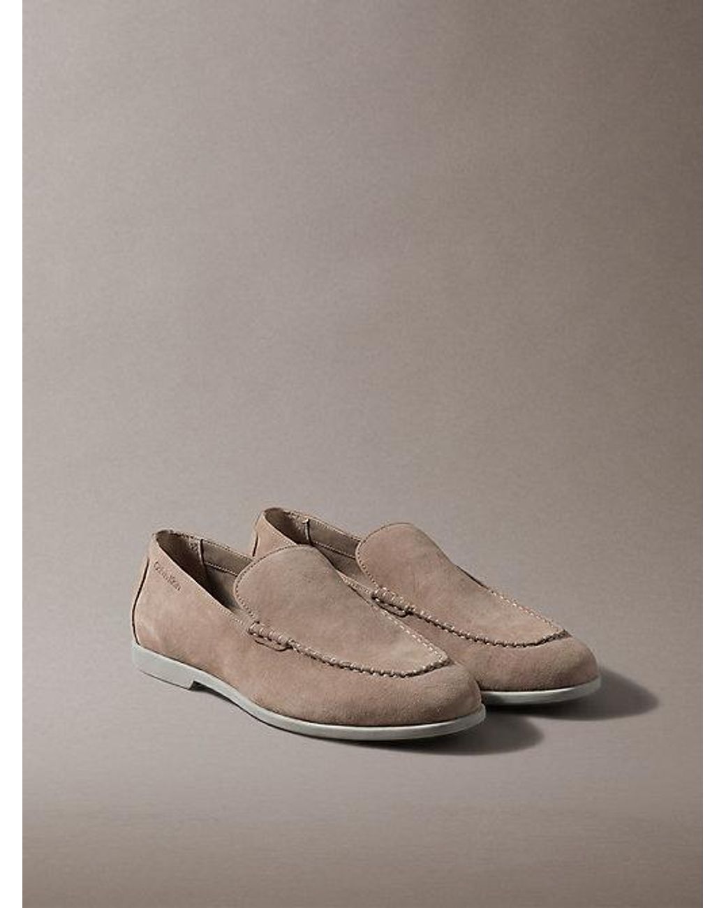 Calvin Klein Brown Taylor Suede Apron Toe Hybrid Loafers for men