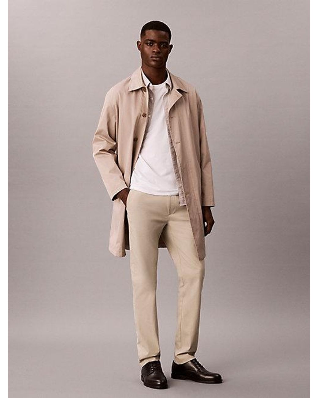 Calvin Klein Natural Slim Sateen Chino Trousers for men