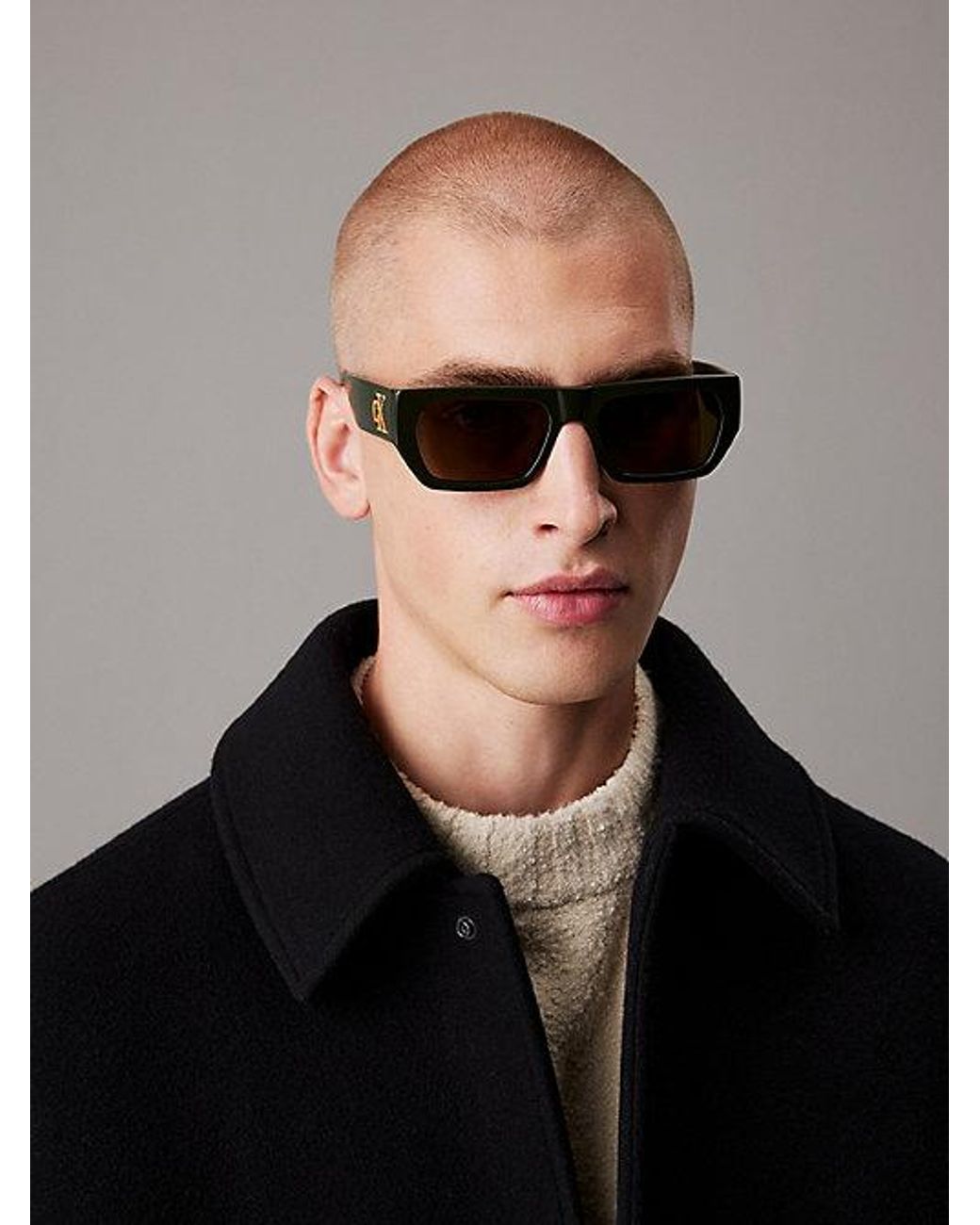 Calvin Klein Gray Jeans Modified Rectangle Sunglasses