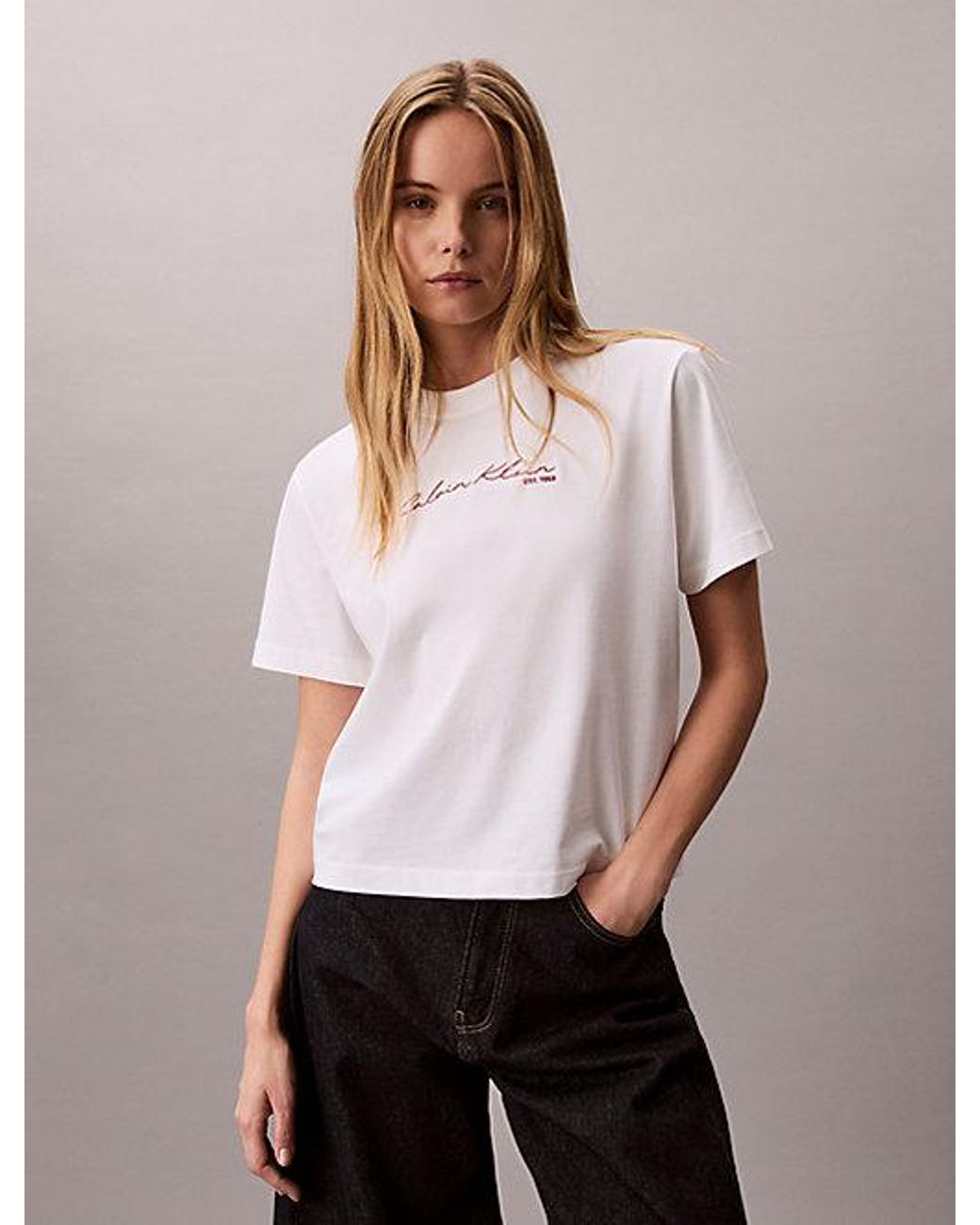 Calvin Klein Multicolor Jeans Relaxed Script Logo T-Shirt