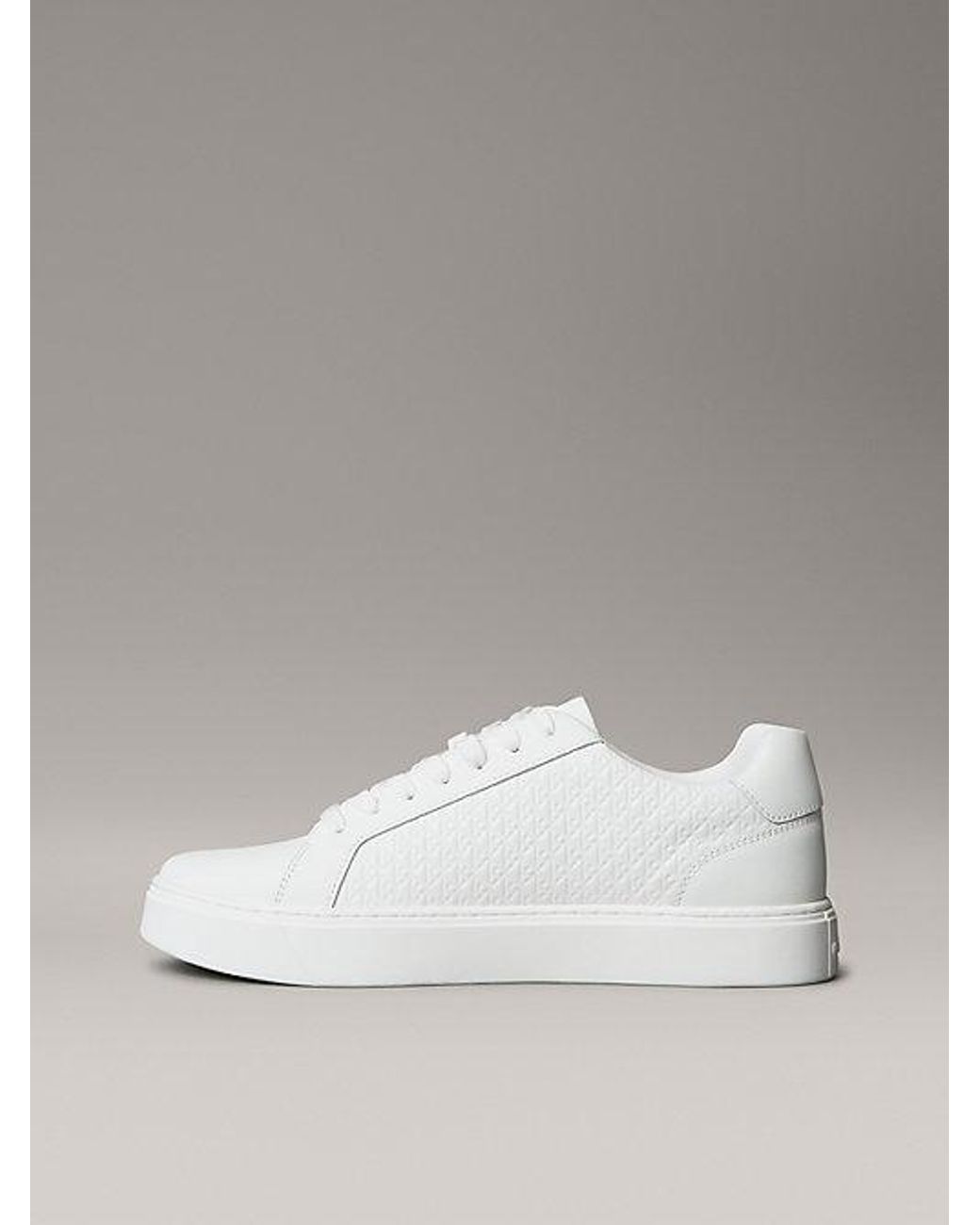 Calvin Klein White Jeans Ck Baseline Leather Signature Trainers for men