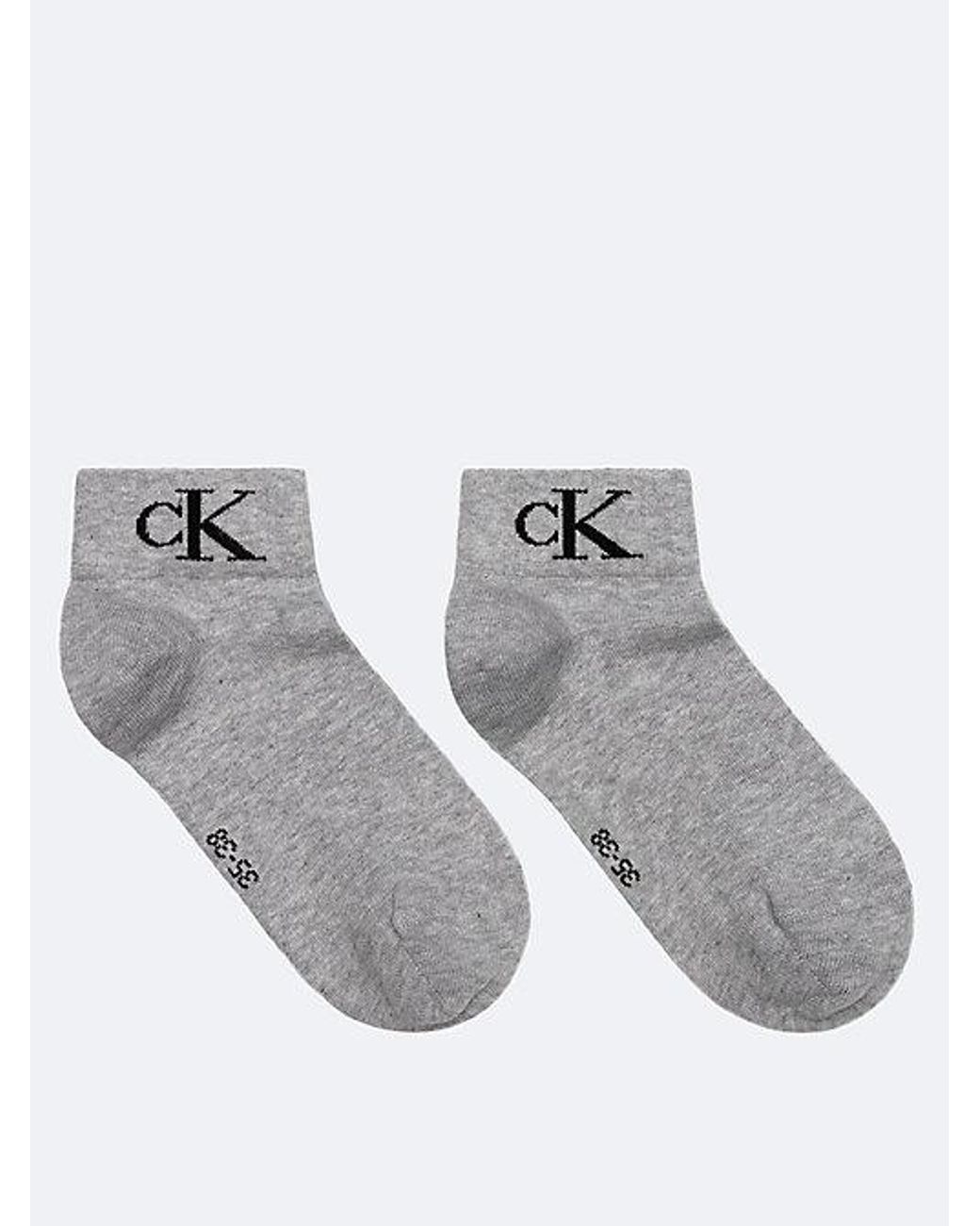 Calvin Klein Gray Jeans 2 Pack Soft Cotton Stretch Ankle Socks