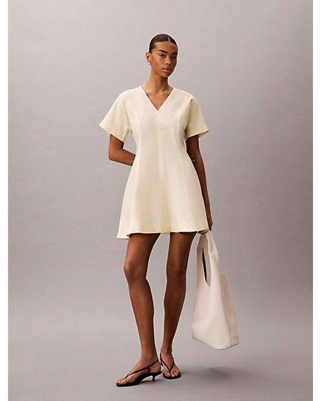 Calvin Klein Natural Jeans Short Sleeve Poplin Mini Dress