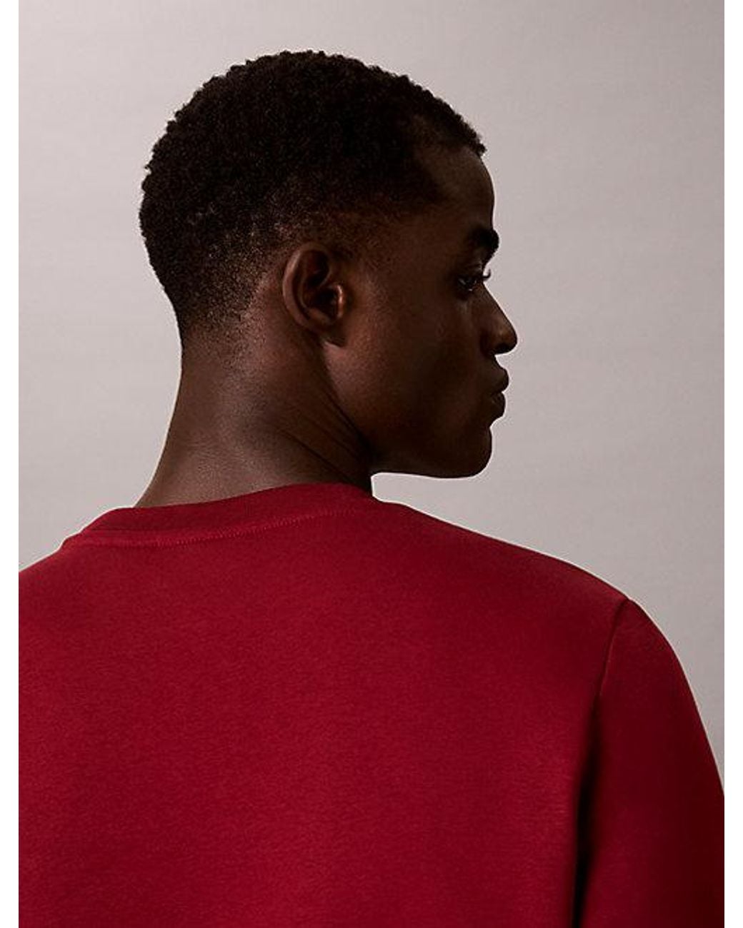 Calvin Klein Red Jeans Terry Fleece Logo Sweatshirt for men