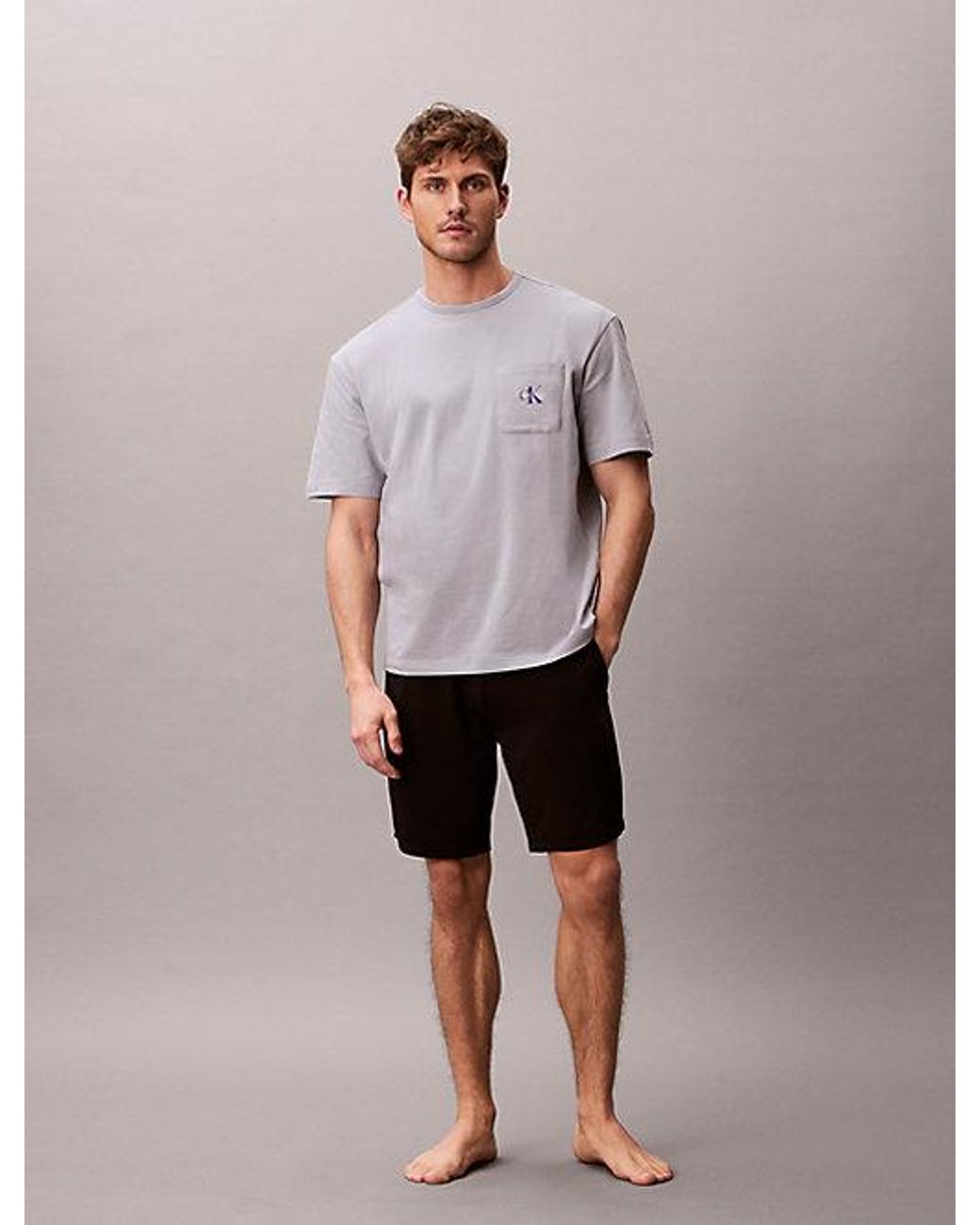 Calvin Klein Purple Pyjama T-Shirt Icon Cotton Stretch Graphic for men