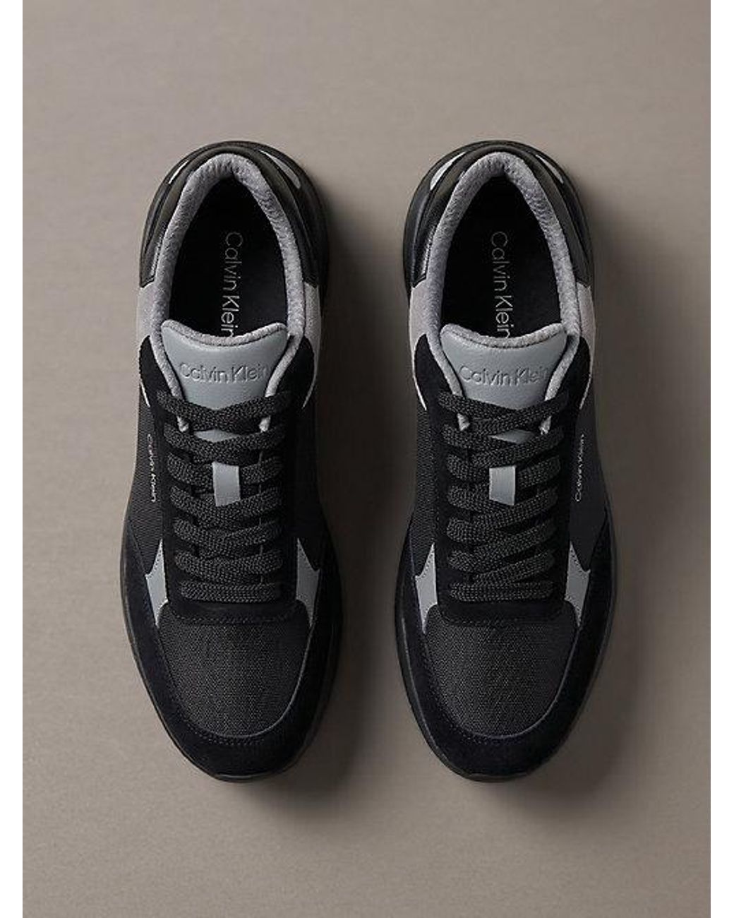 Calvin Klein Gray Suede Chunky Dad Trainers for men