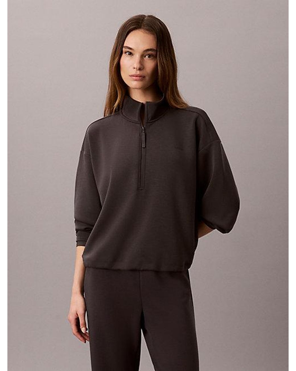 Calvin Klein Brown Sport Smooth Knit Quarter Zip Sweatshirt