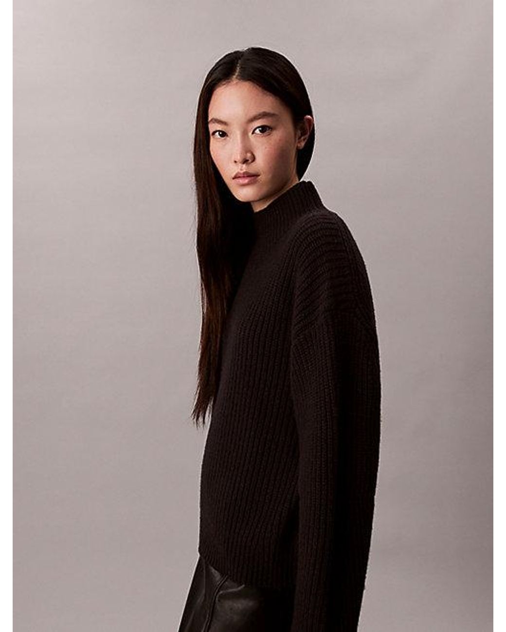 Calvin Klein Geribde, Grove, Relaxte Coltrui in het Black