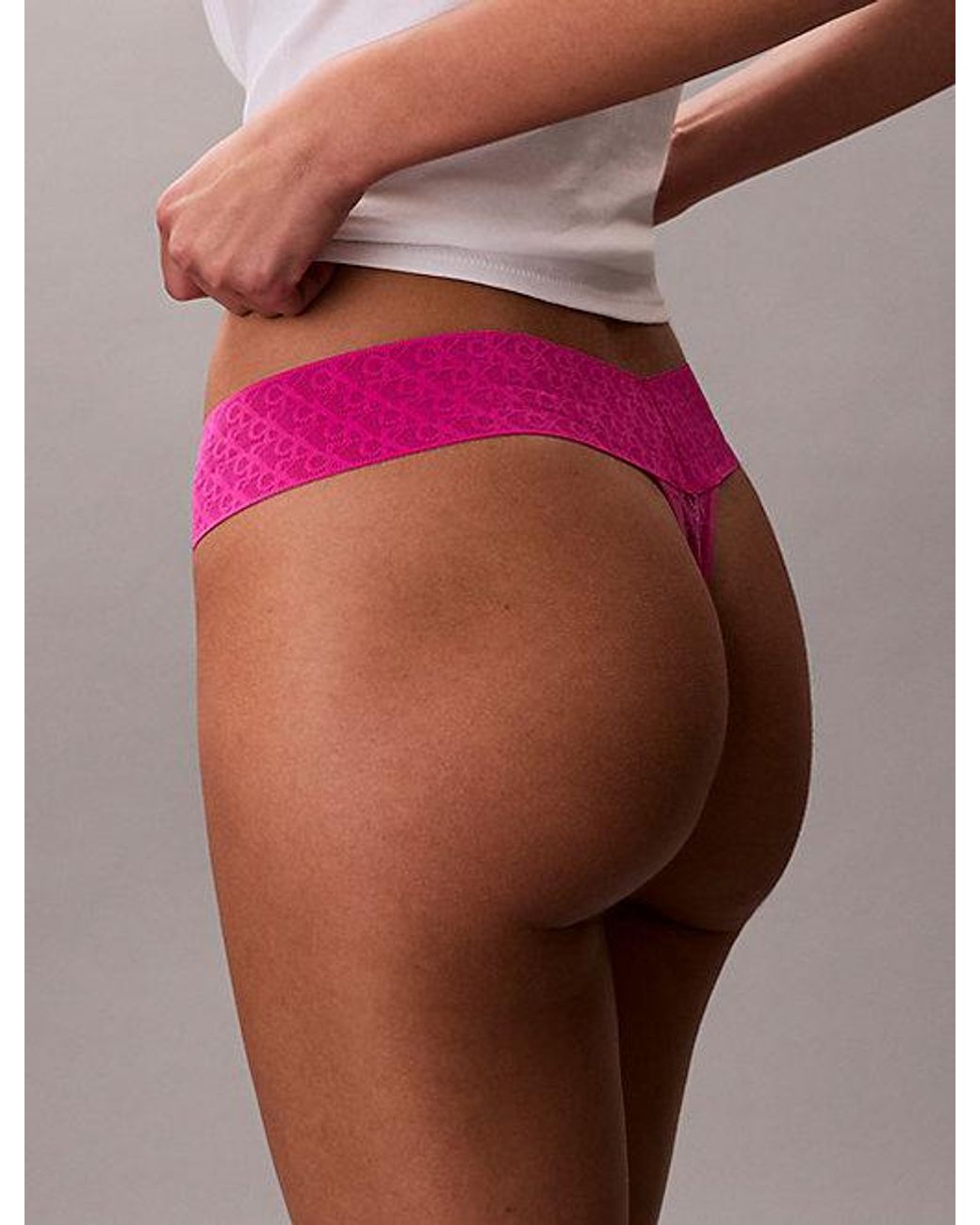 Calvin Klein Red Thong Icon Logo Lace