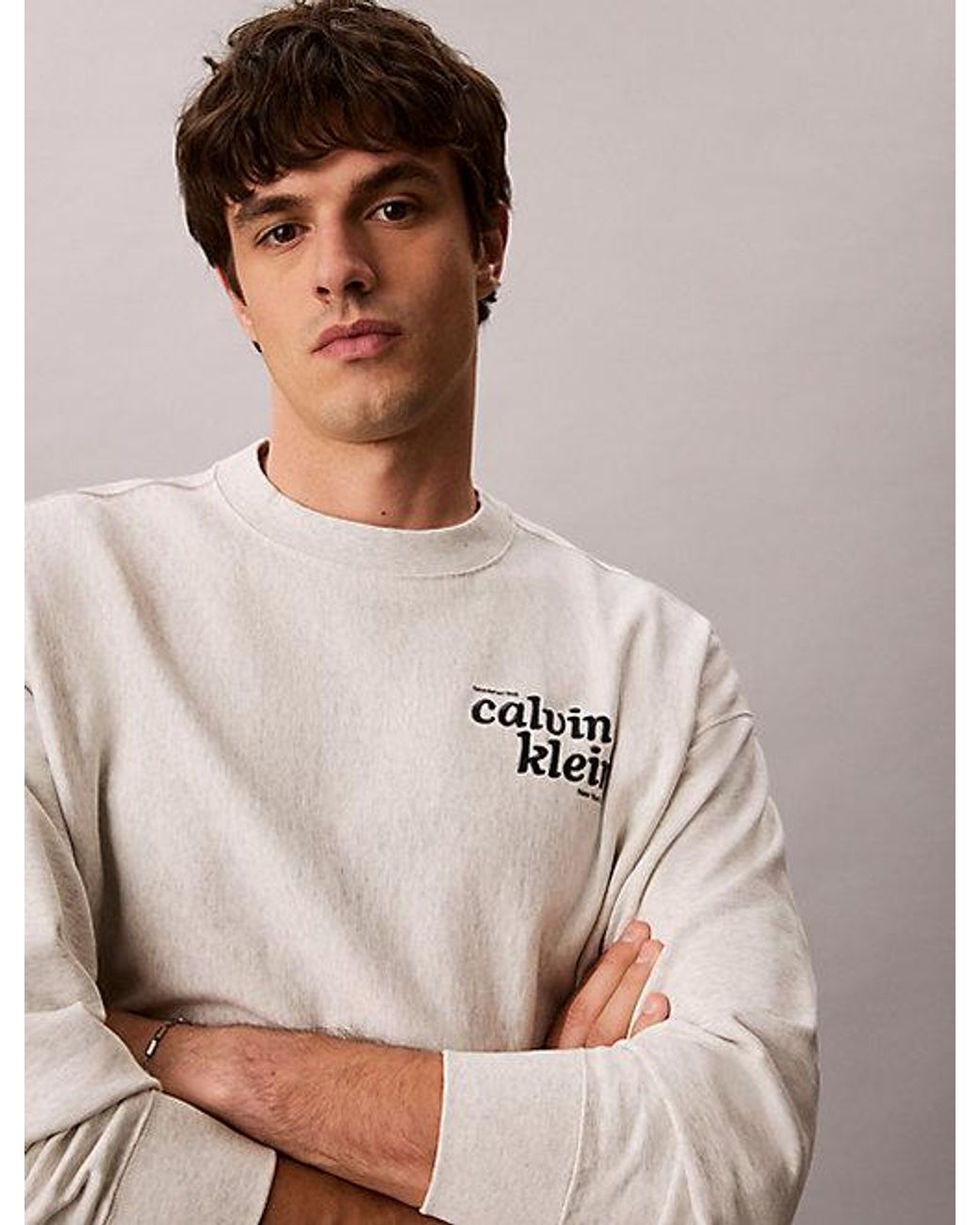 Calvin Klein Natural Jeans Premium Cotton Terry Logo Sweatshirt for men