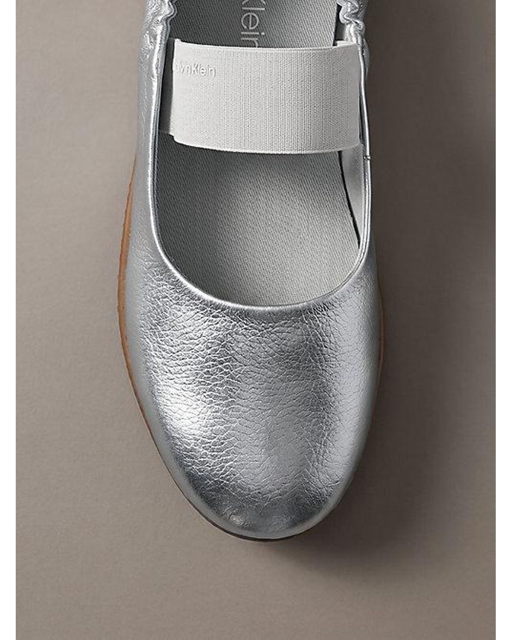 Calvin Klein Gray Metallic Leather Hybrid Ballet Trainers
