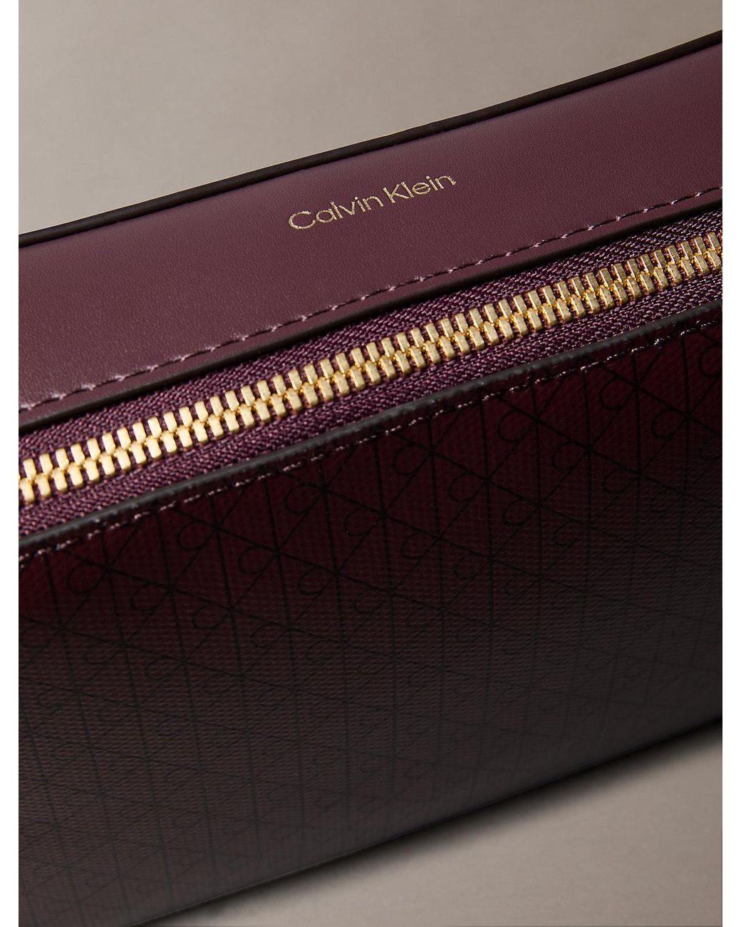 Calvin Klein Brown Allover Monogram Logo Camera Bag