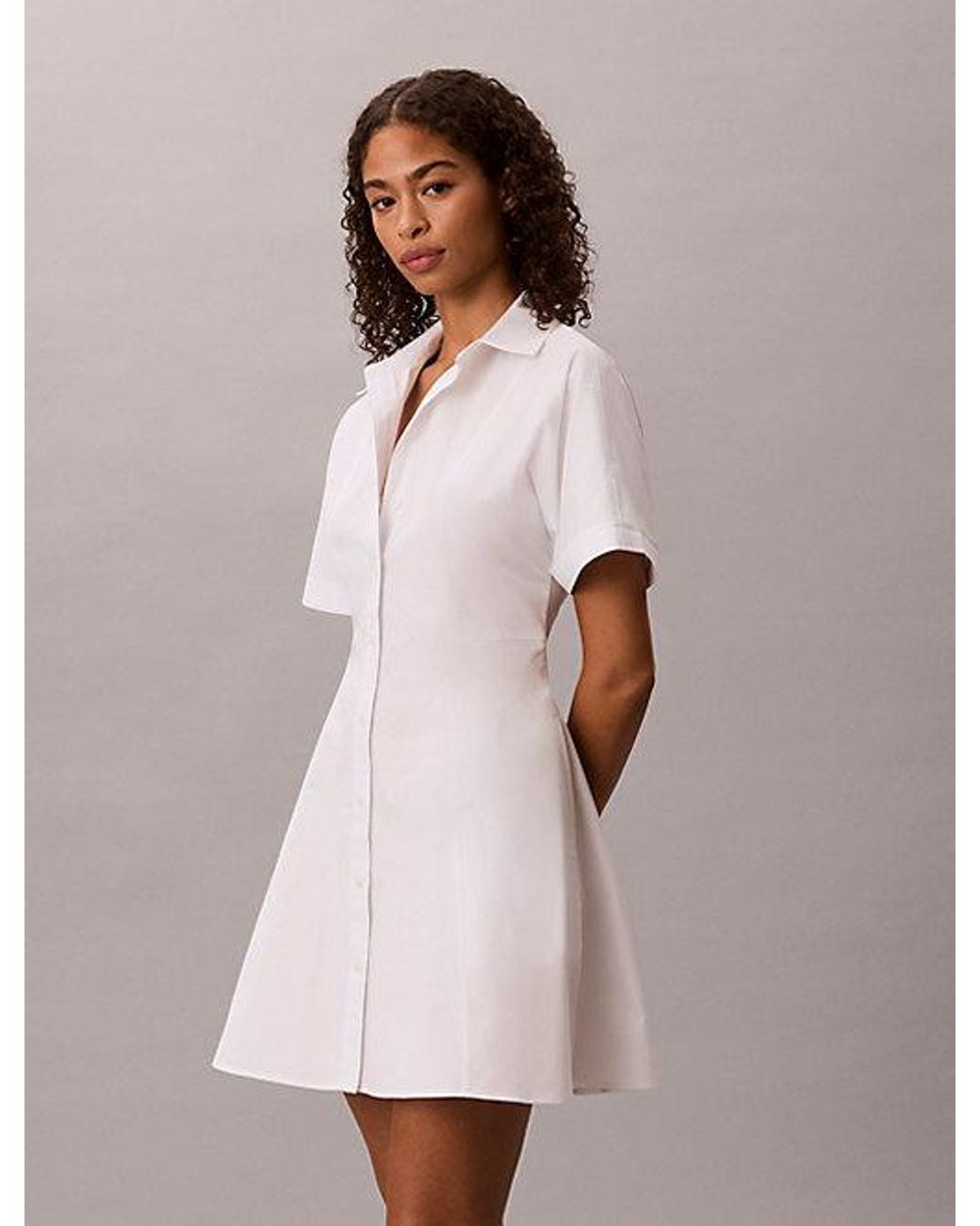 Calvin Klein Pink Jeans Cotton Poplin Mini Shirt Dress