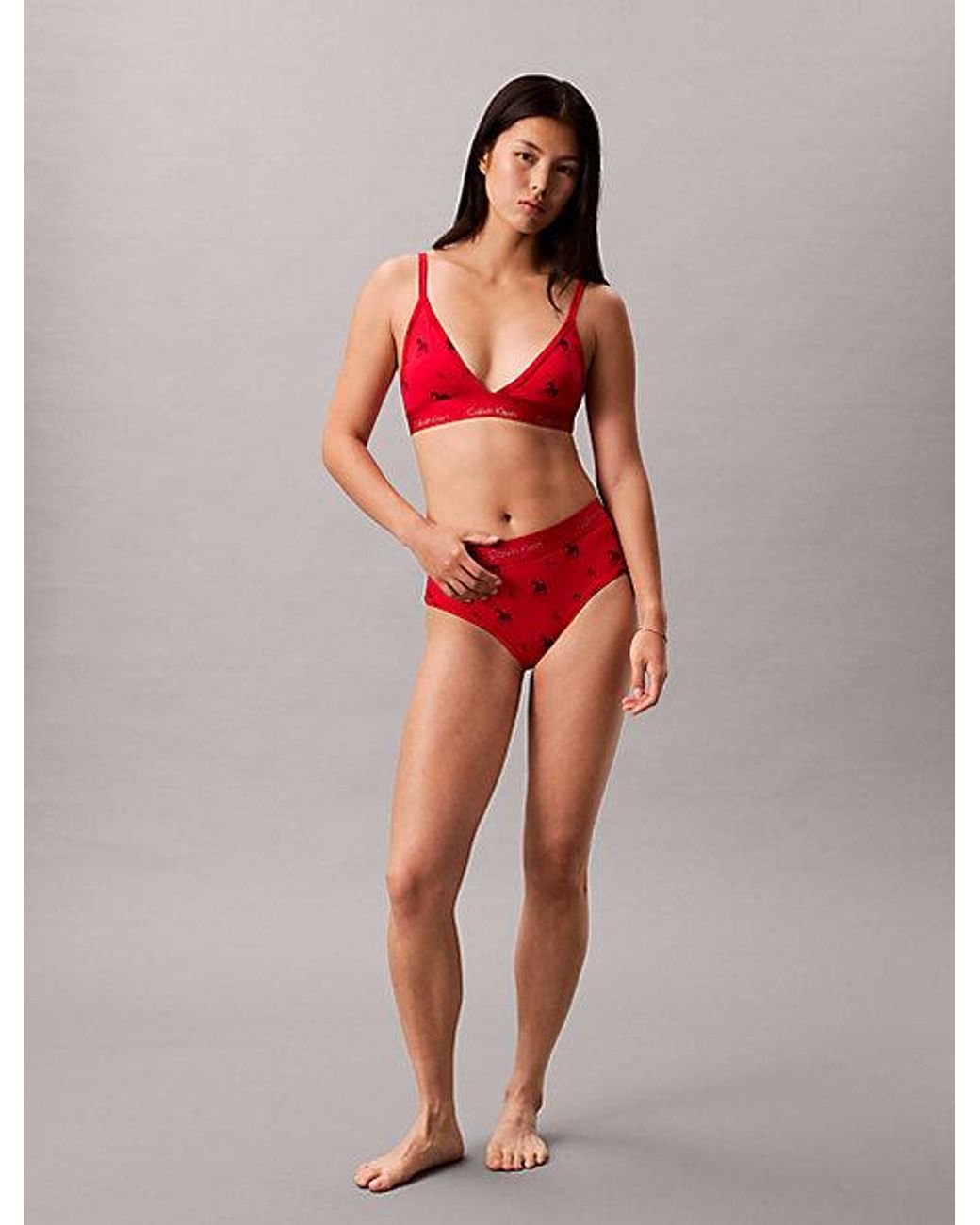 Calvin Klein Red Lightly Lined Triangle Bra Lunar New Year
