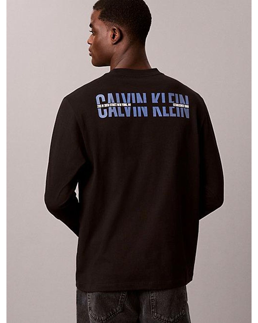 Calvin Klein Black Jeans Back Logo Long Sleeve T-Shirt for men