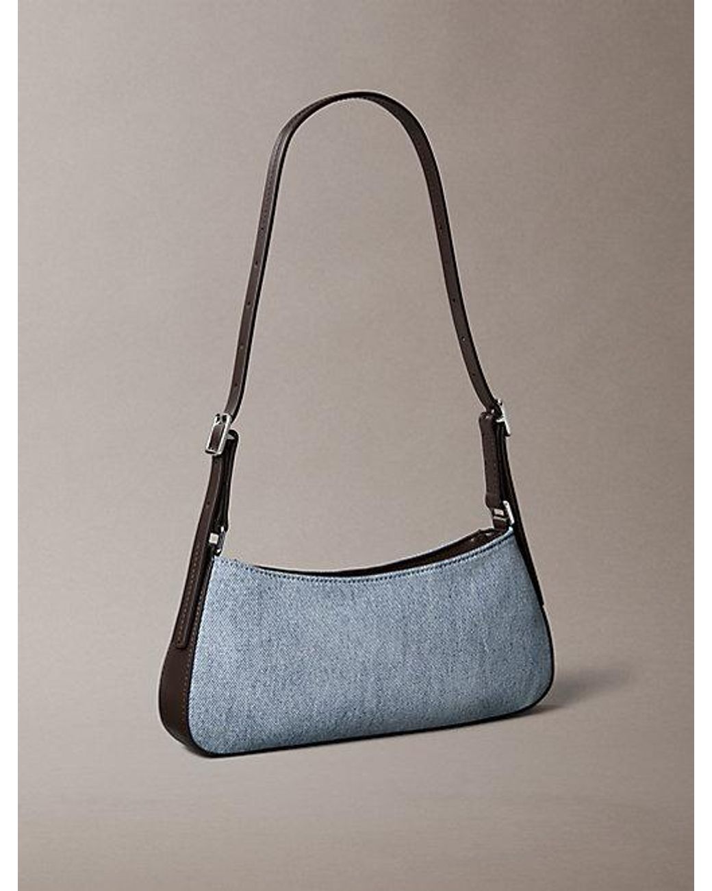 Calvin Klein Gray Small Denim Monogram Logo Shoulder Bag