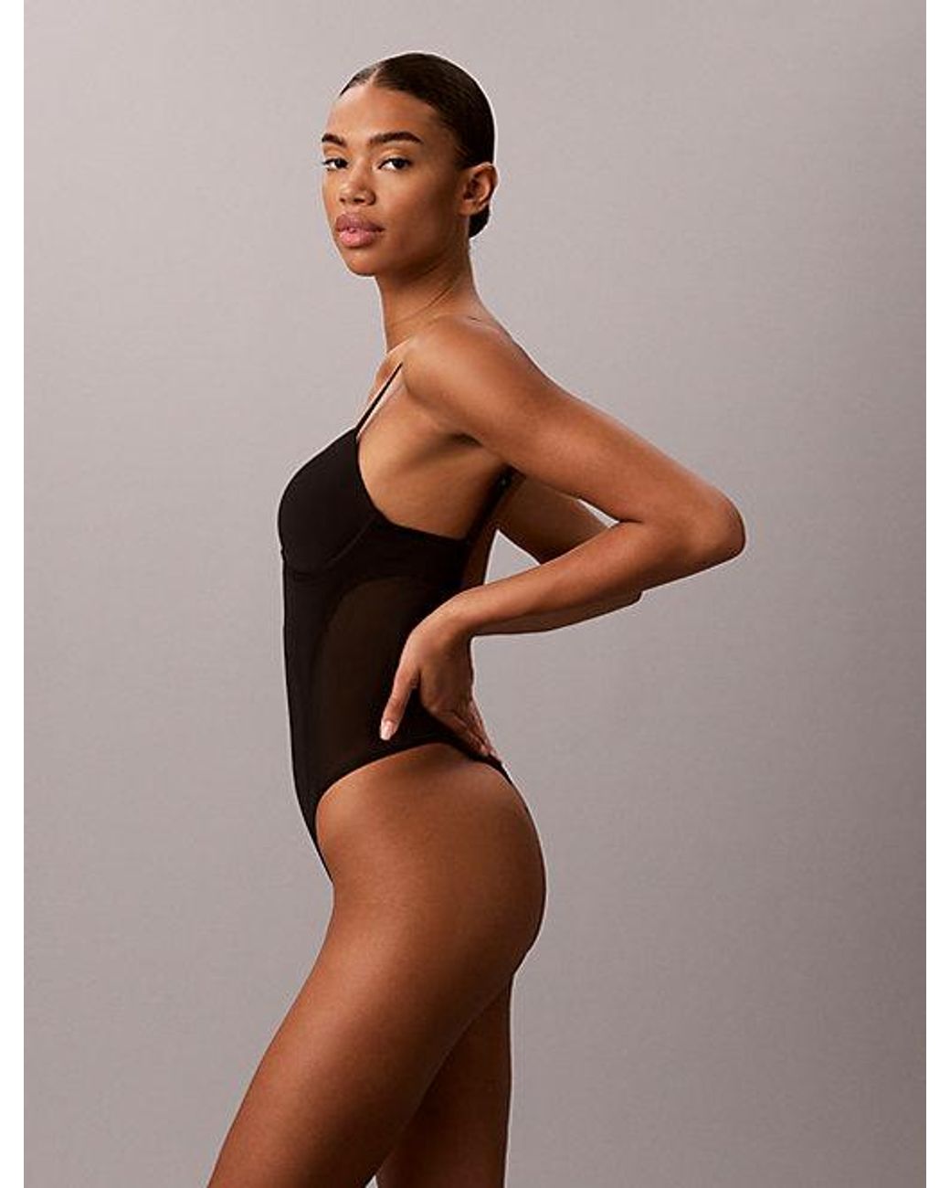 Calvin Klein Black Shapewear Plunge Bodysuit Perfectly Fit Shapewear