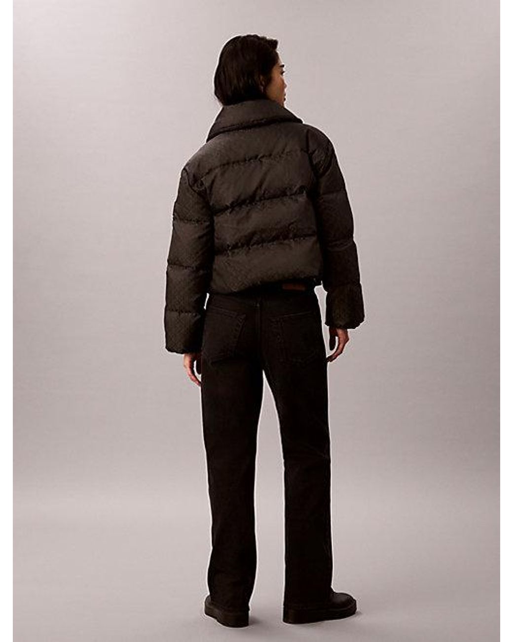 Calvin Klein Multicolor Jeans All Over Logo Down Puffer Jacket