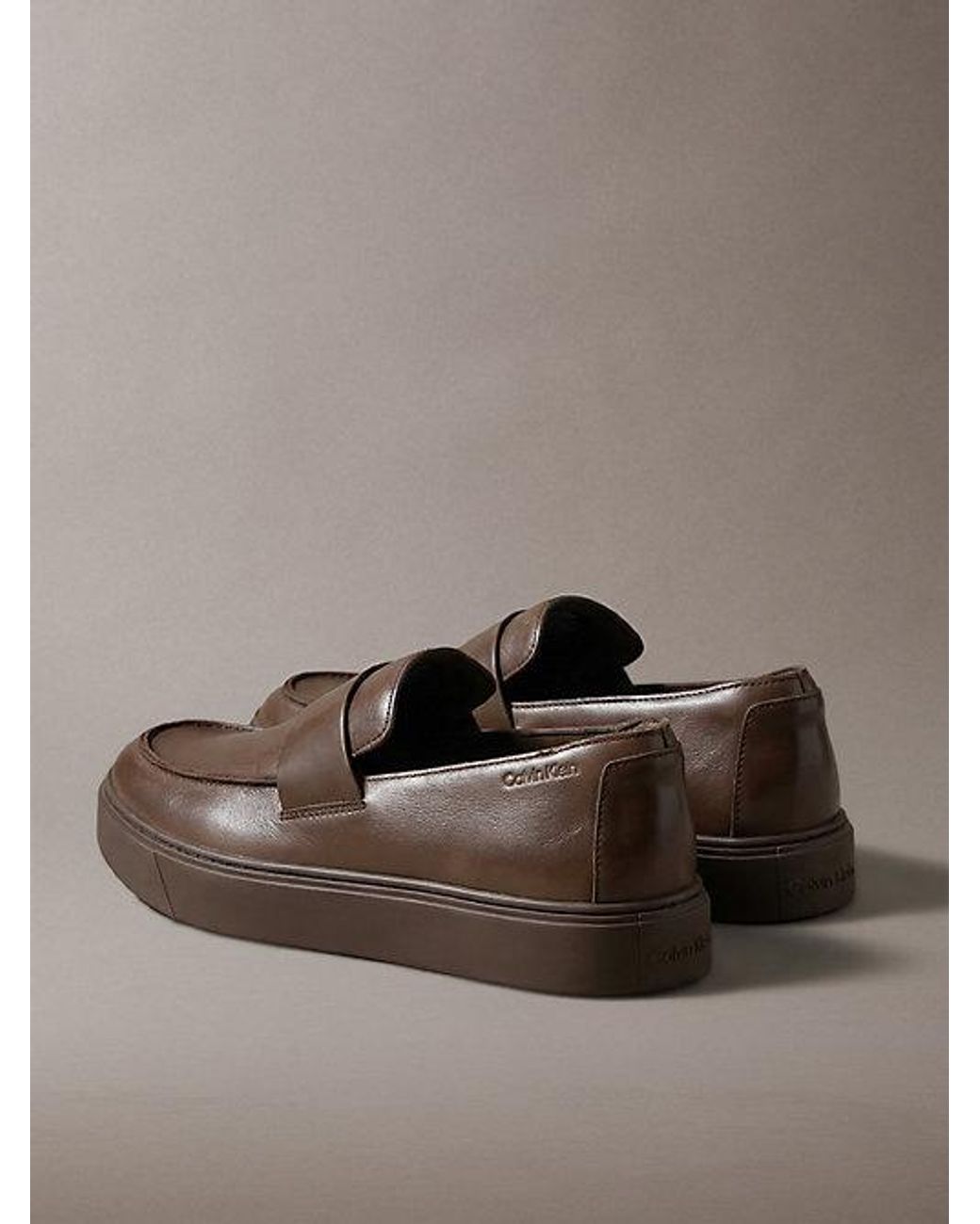 Calvin Klein Brown Leather Hybrid Cupsole Loafers for men