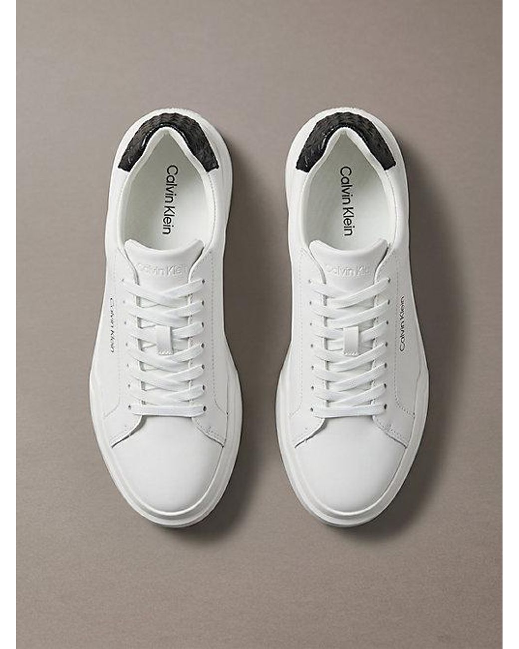 Calvin Klein Gray Leather Durable Traction Chunky Trainers for men