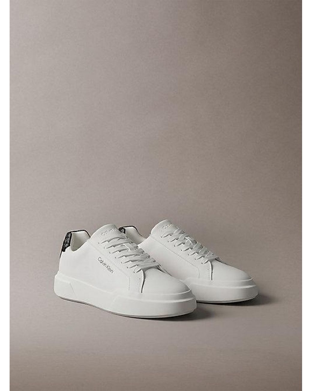 Calvin Klein Gray Leather Durable Traction Chunky Trainers for men