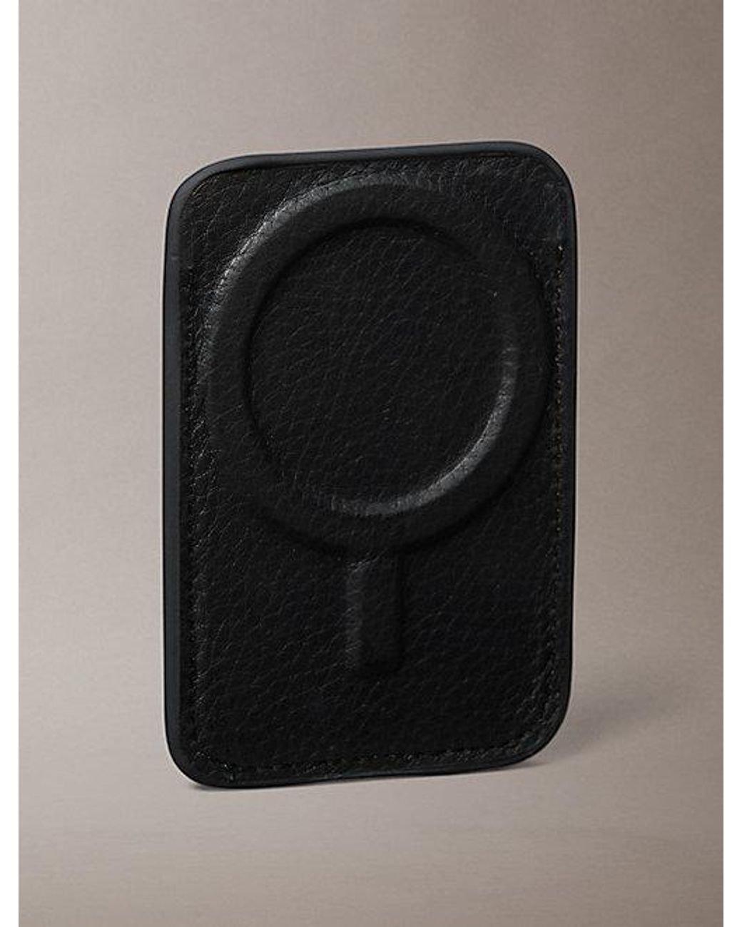 Calvin Klein Black Leather Rfid Magnetic Phone Cardholder for men
